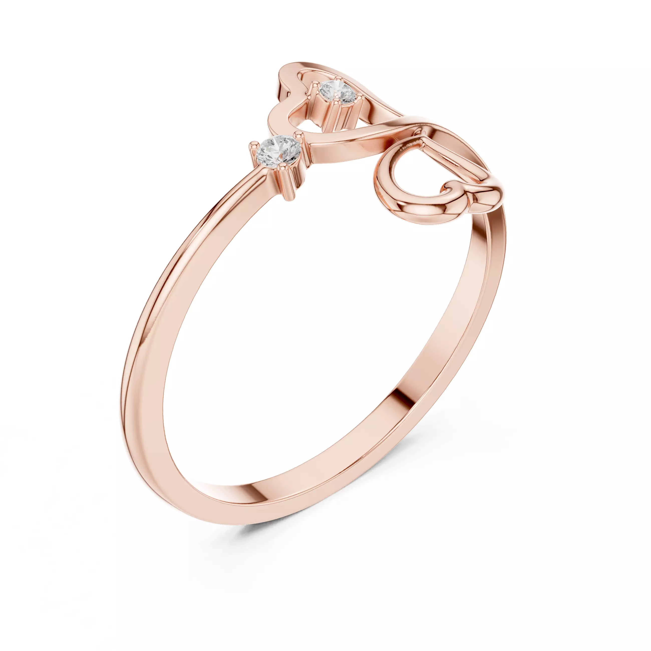 Double Round Diamond Heart Shape Engagement Ring 3DM STL Video 3D print model_4