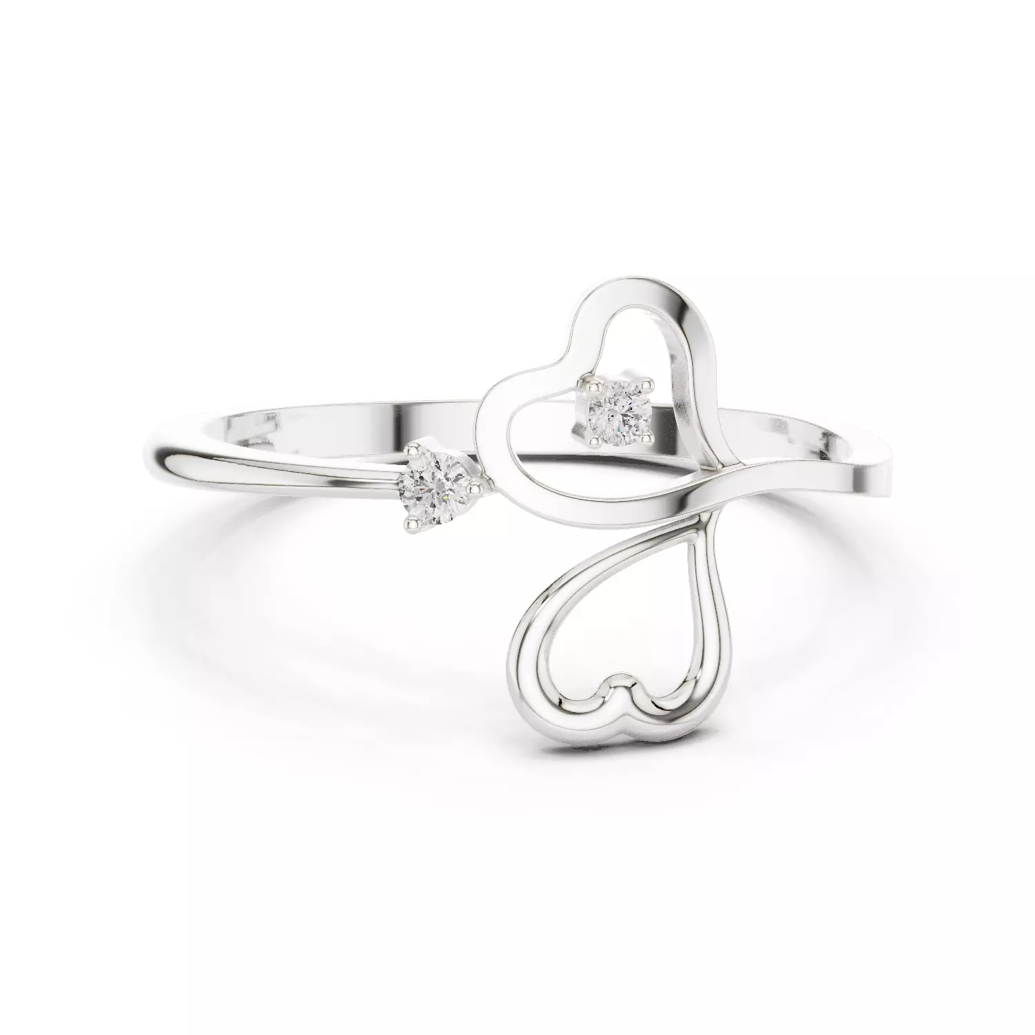Double Round Diamond Heart Shape Engagement Ring 3DM STL Video 3D print model_14
