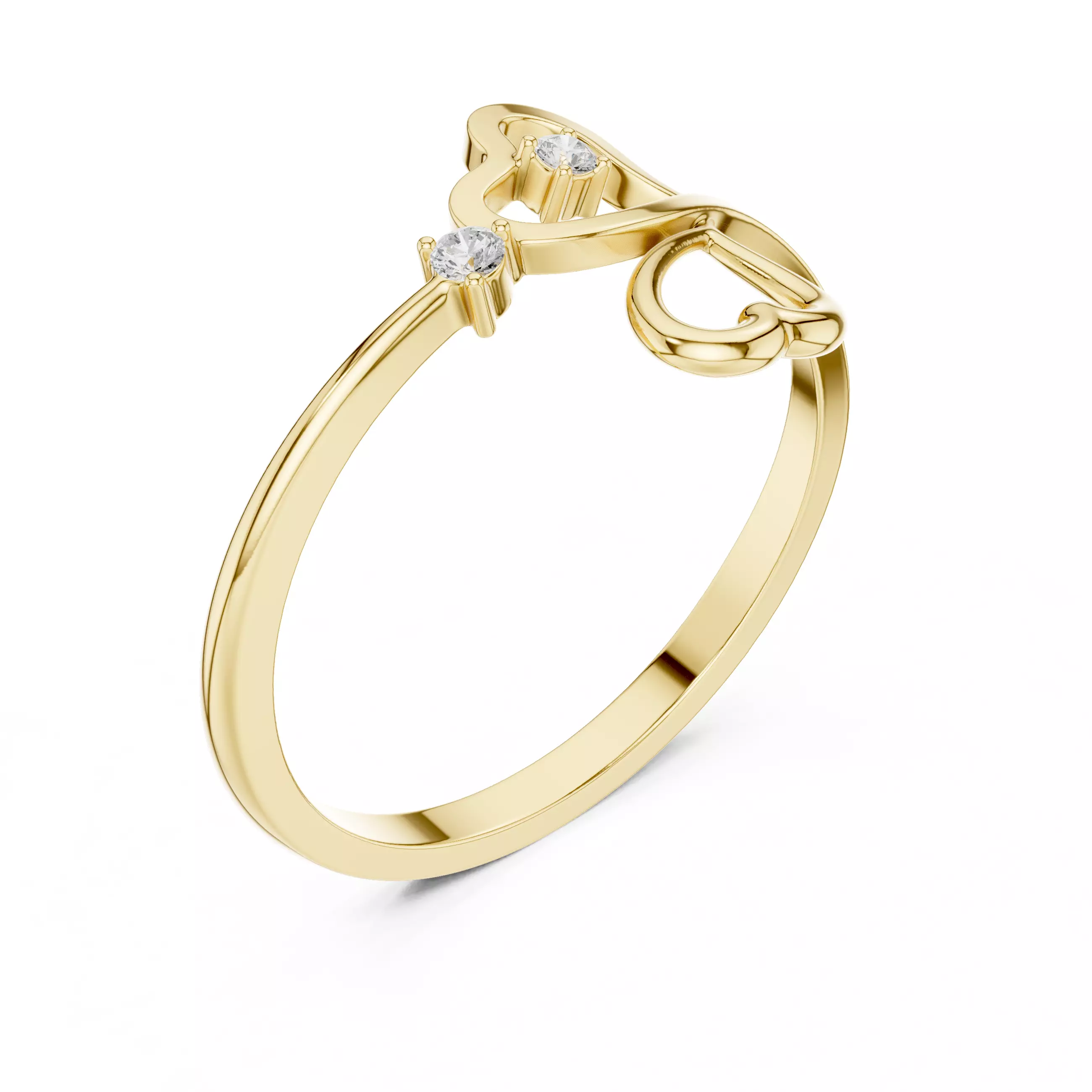 Double Round Diamond Heart Shape Engagement Ring 3DM STL Video 3D print model_7