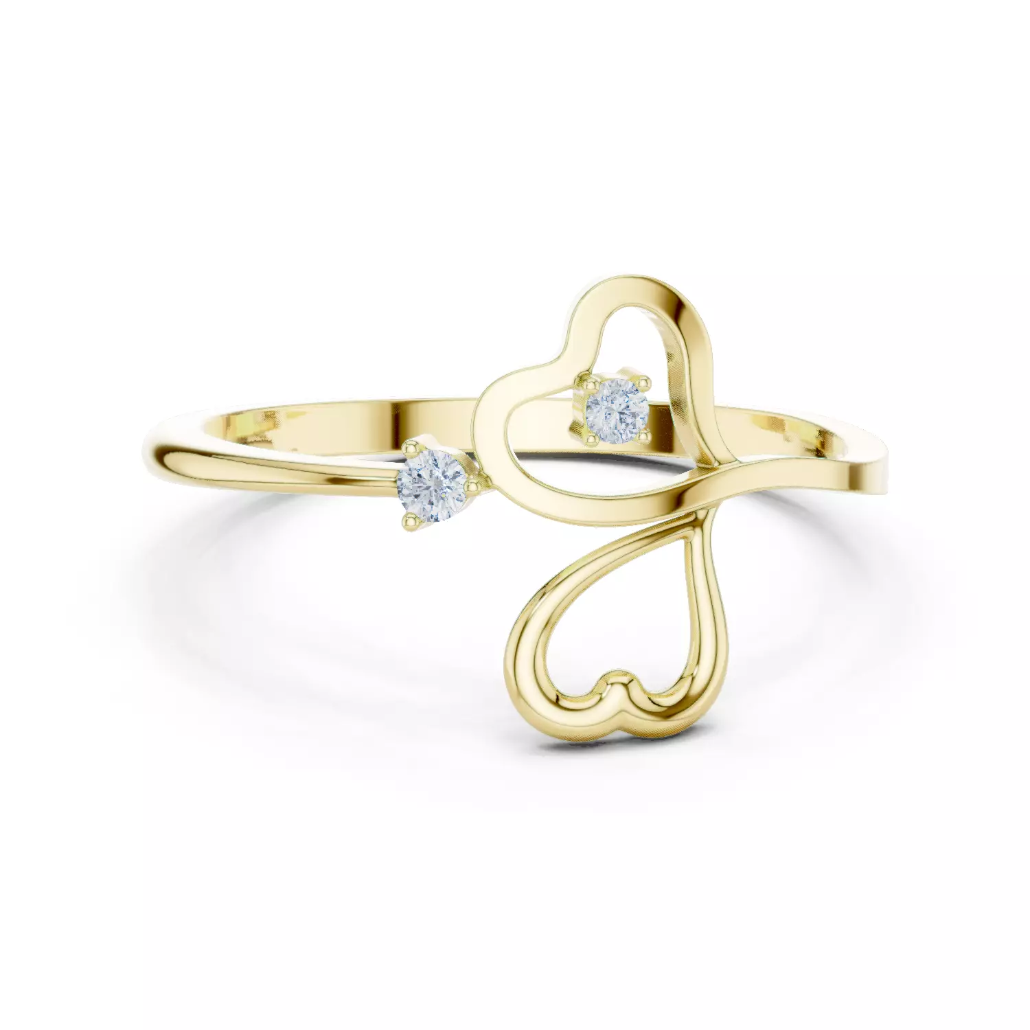 Double Round Diamond Heart Shape Engagement Ring 3DM STL Video 3D print model_13
