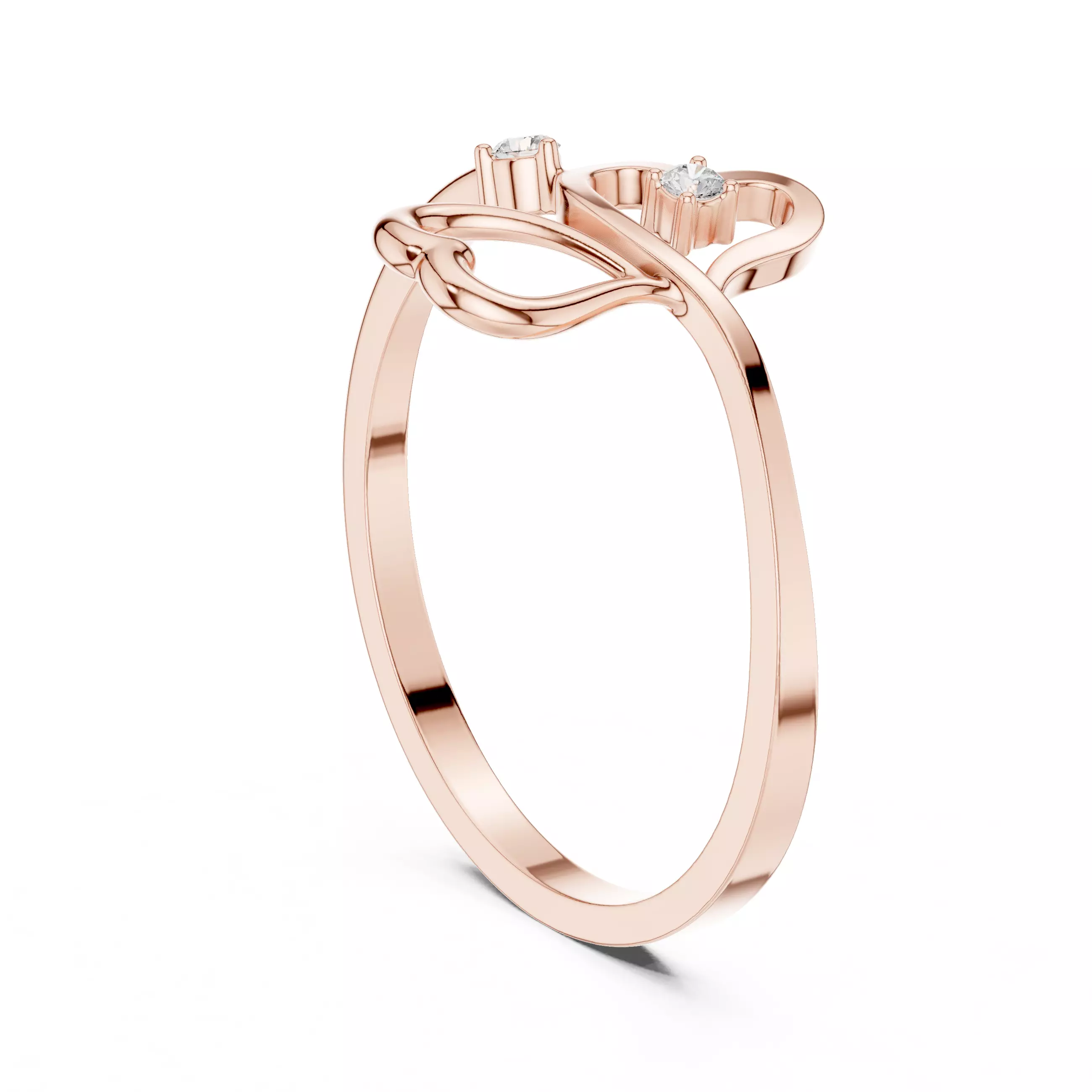 Double Round Diamond Heart Shape Engagement Ring 3DM STL Video 3D print model_3