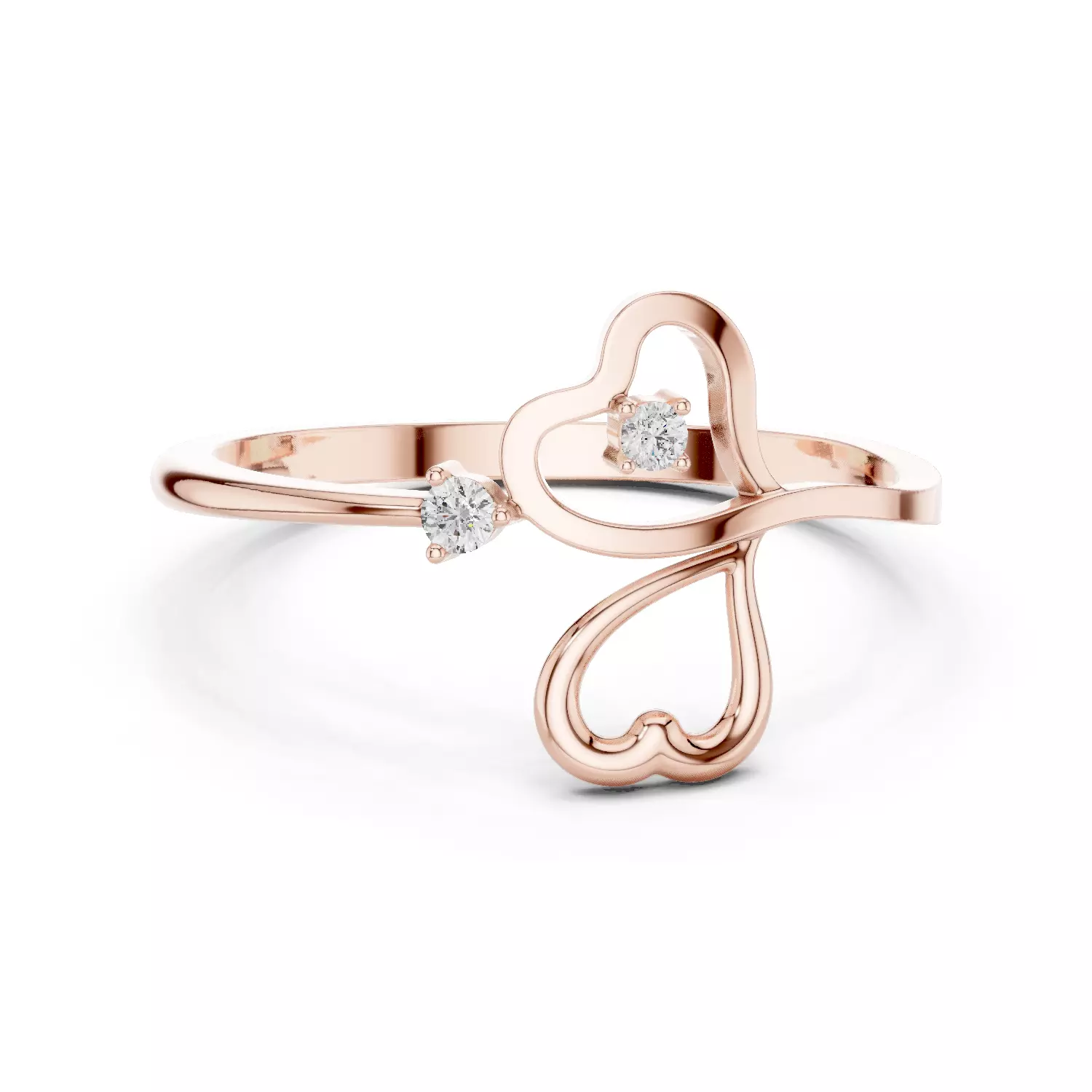 Double Round Diamond Heart Shape Engagement Ring 3DM STL Video 3D print model_12