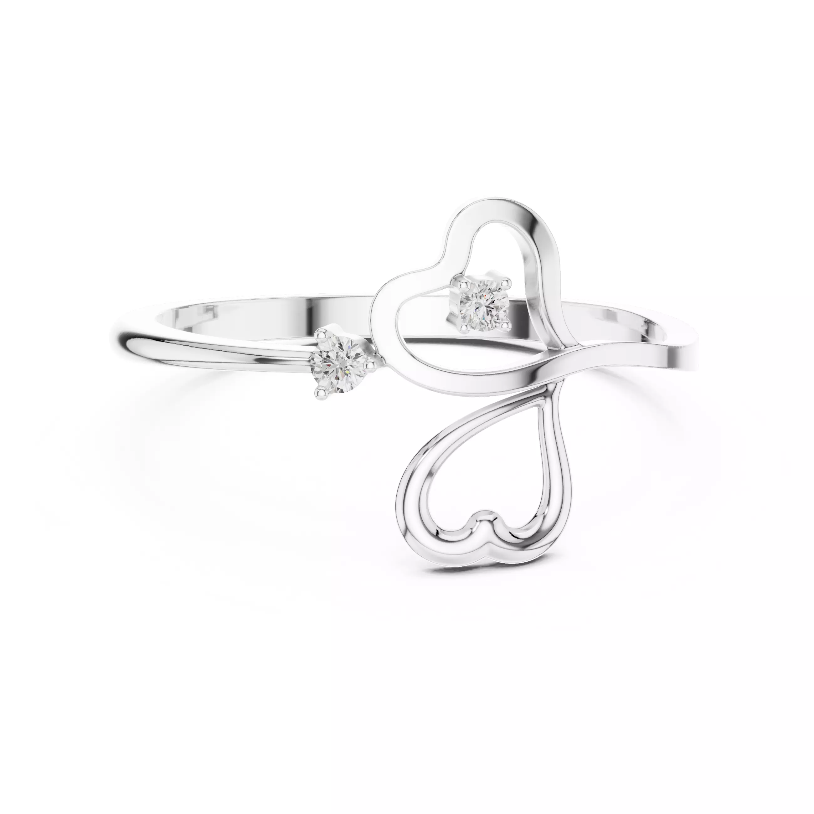 Double Round Diamond Heart Shape Engagement Ring 3DM STL Video 3D print model_2