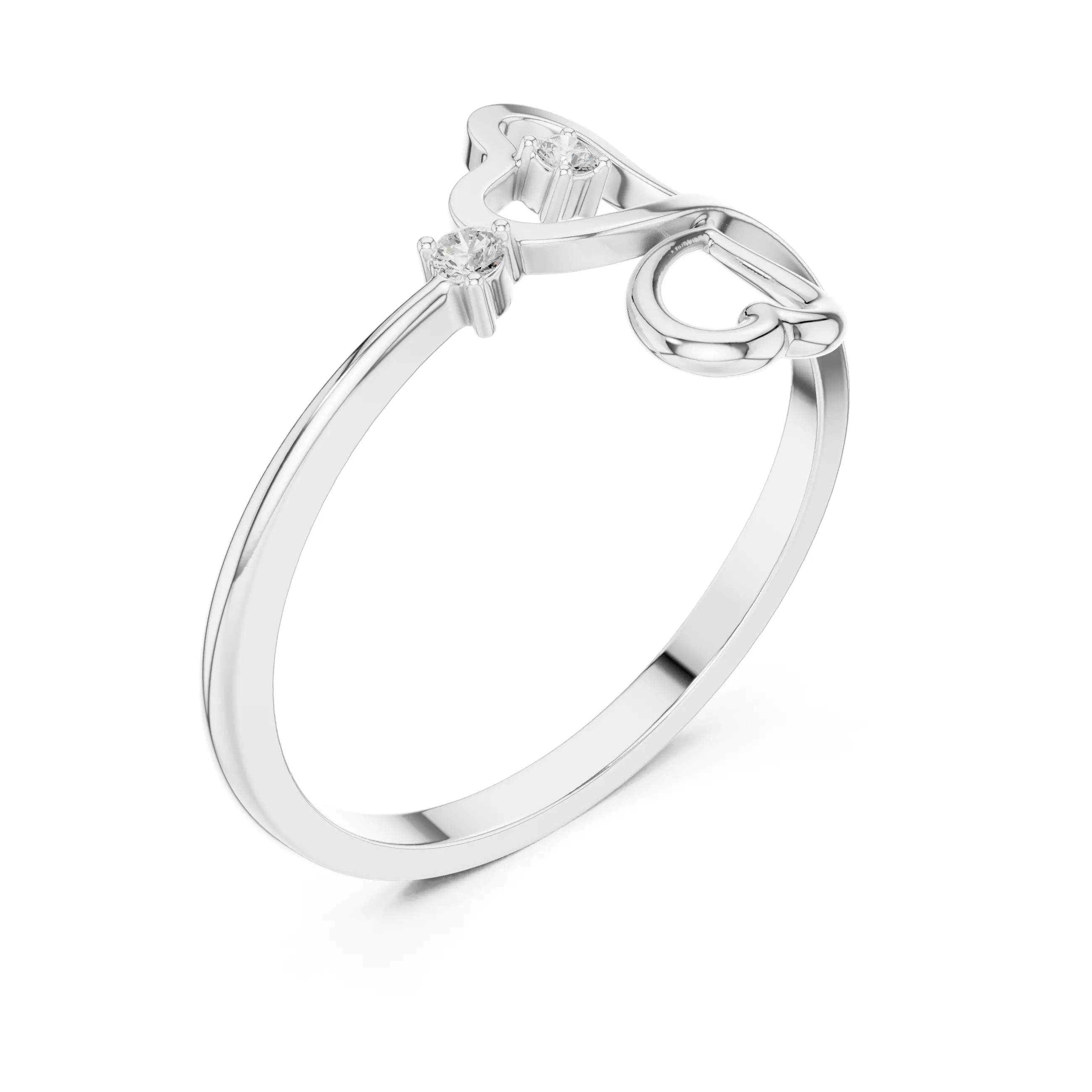 Double Round Diamond Heart Shape Engagement Ring 3DM STL Video 3D print model_10