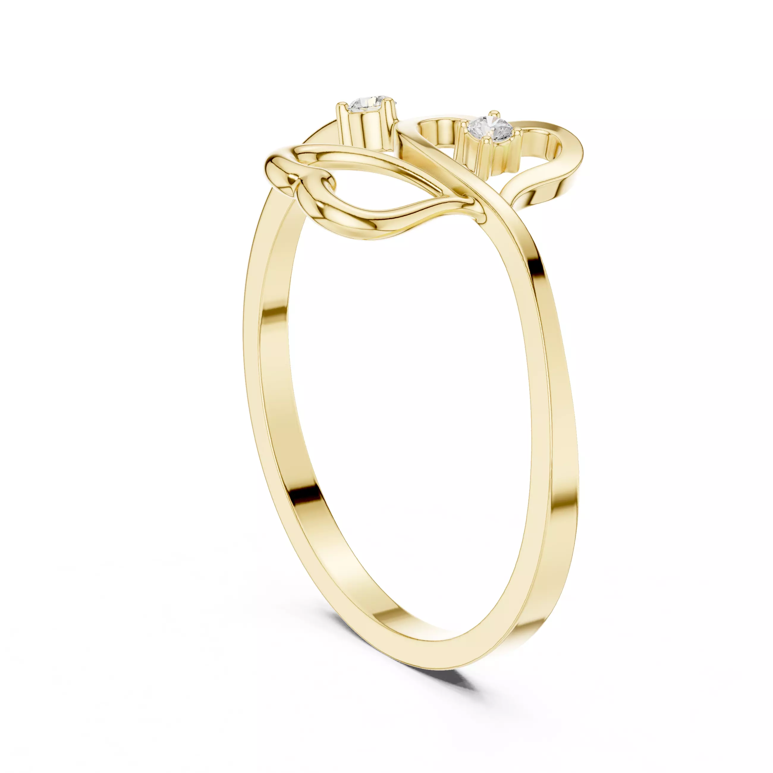 Double Round Diamond Heart Shape Engagement Ring 3DM STL Video 3D print model_6