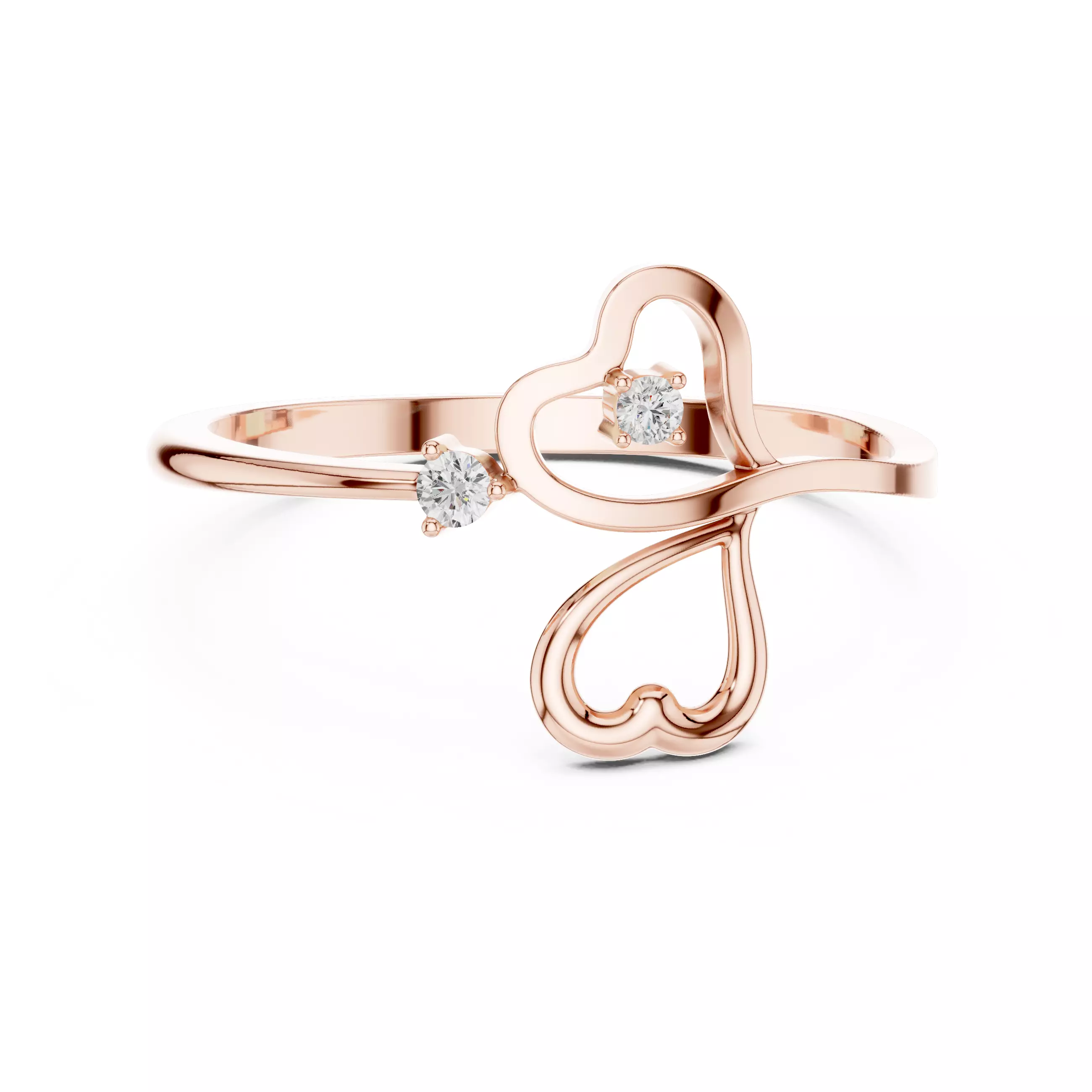 Double Round Diamond Heart Shape Engagement Ring 3DM STL Video 3D print model_0