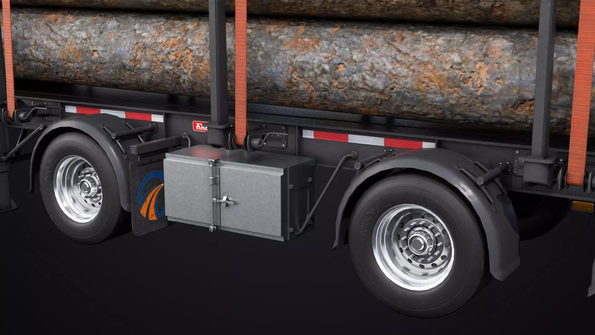 Logging Trailer 01 Black with load Single Mat All PBR Textures Low-poly 3D model_19