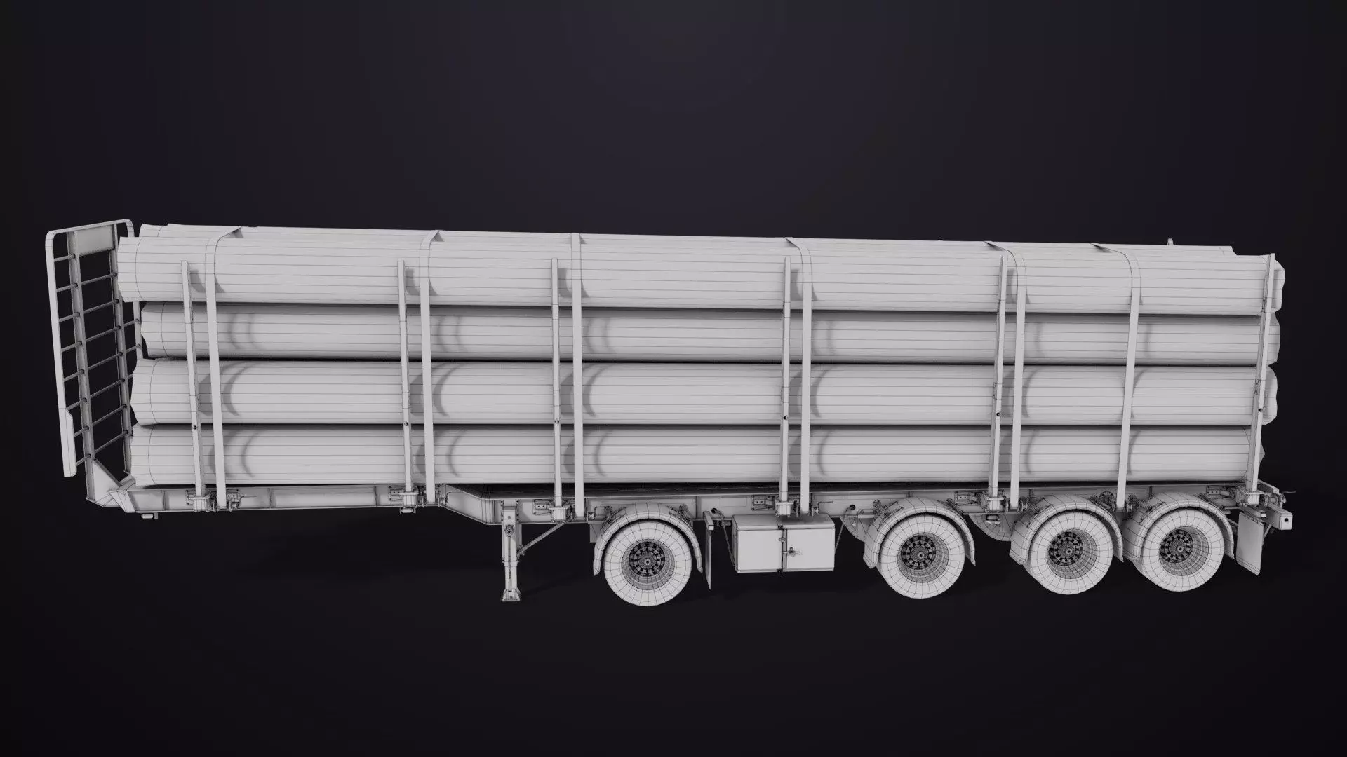 Logging Trailer 01 Black with load Single Mat All PBR Textures Low-poly 3D model_31