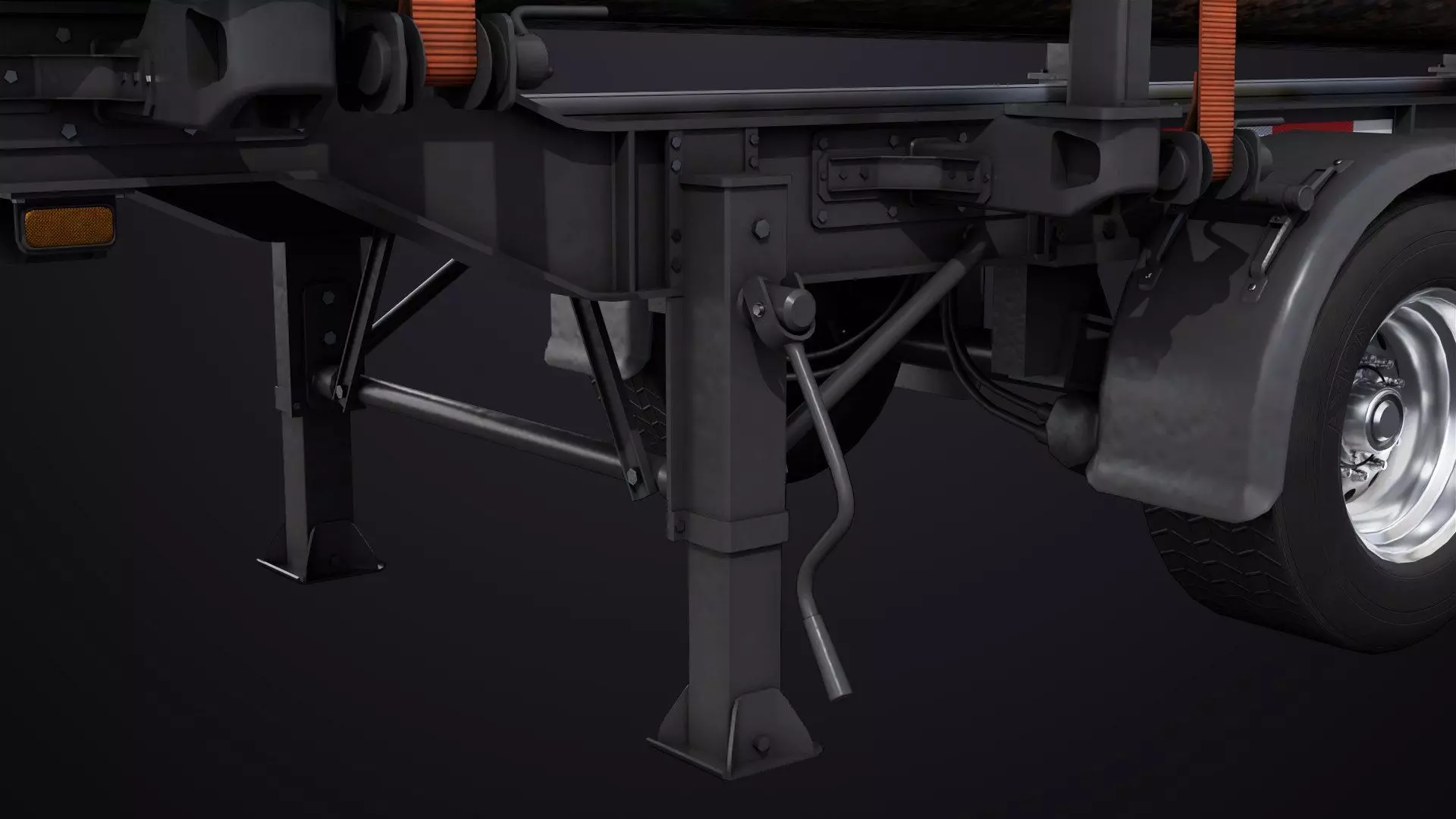 Logging Trailer 01 Black with load Single Mat All PBR Textures Low-poly 3D model_24