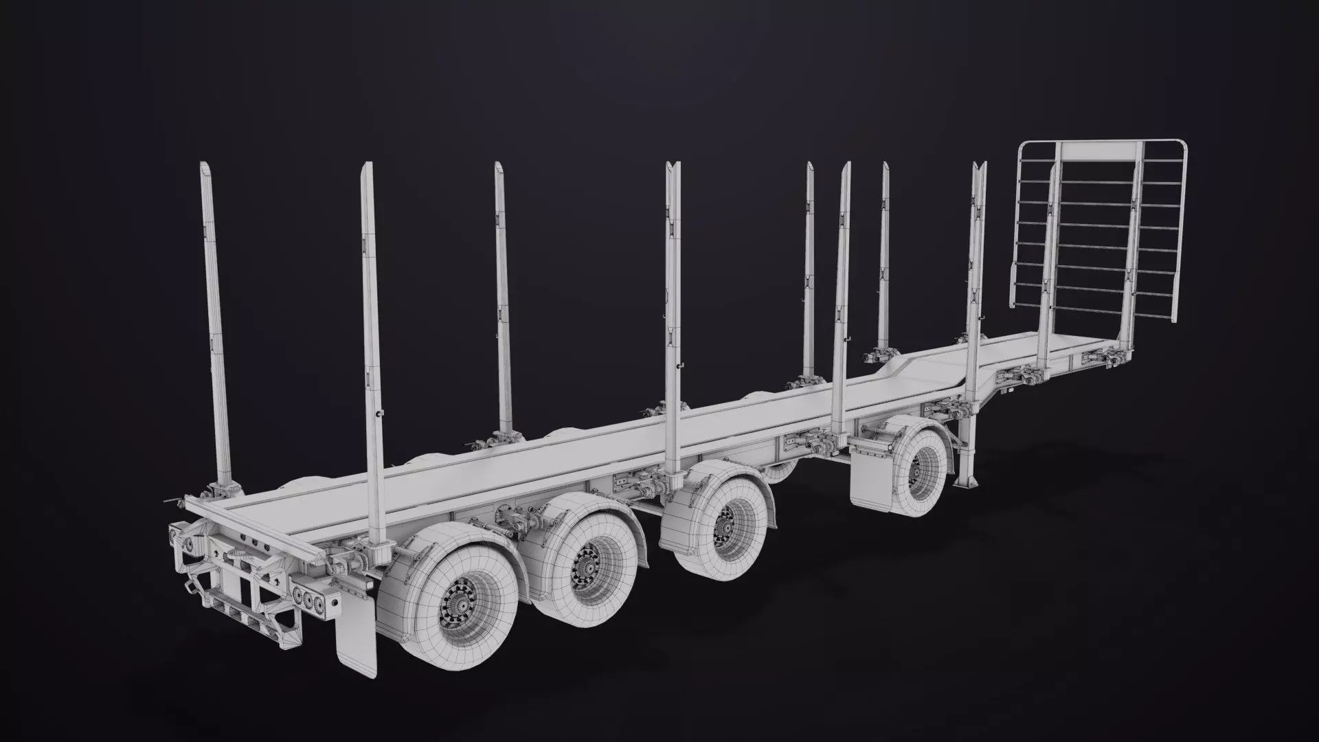 Logging Trailer 01 Black with load Single Mat All PBR Textures Low-poly 3D model_53
