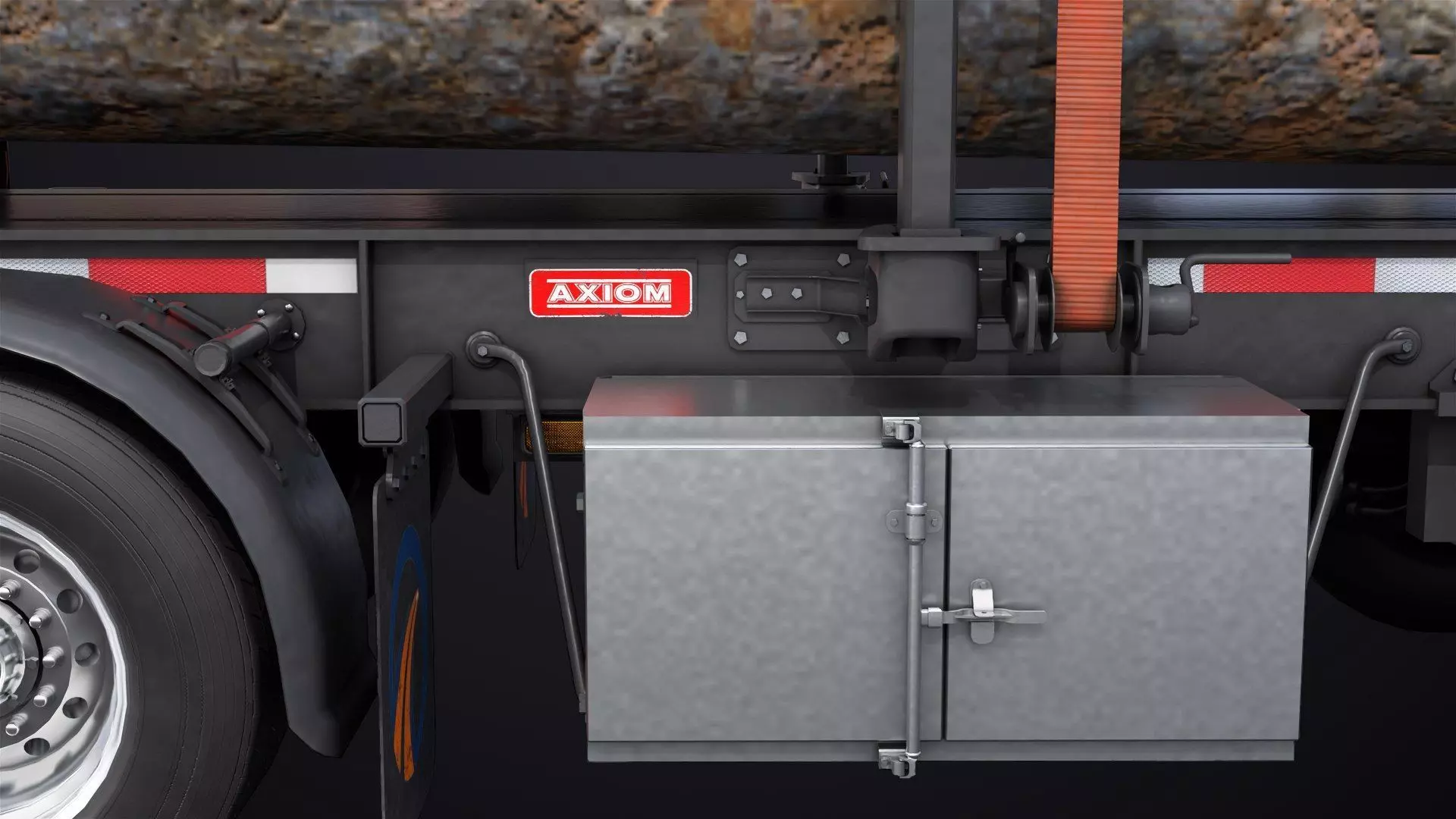 Logging Trailer 01 Black with load Single Mat All PBR Textures Low-poly 3D model_25