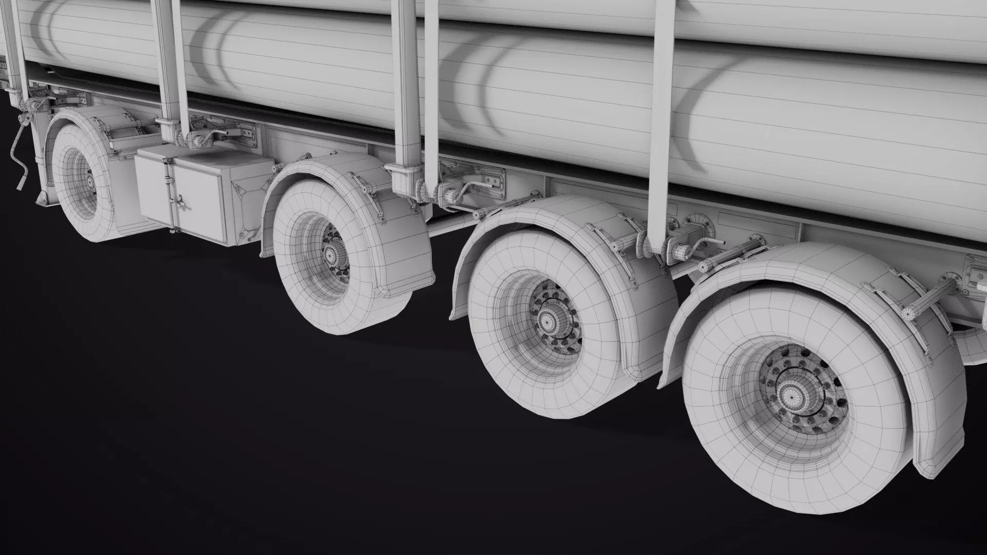 Logging Trailer 01 Black with load Single Mat All PBR Textures Low-poly 3D model_40