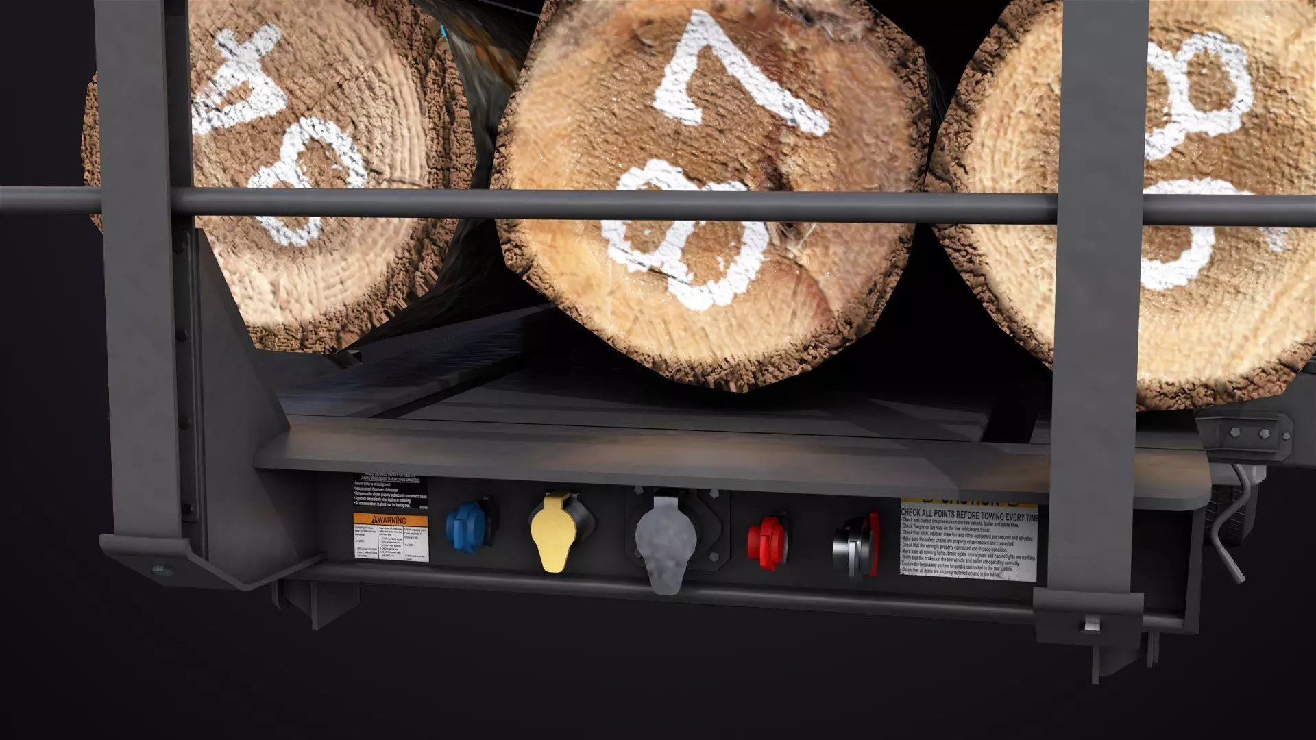 Logging Trailer 01 Black with load Single Mat All PBR Textures Low-poly 3D model_27