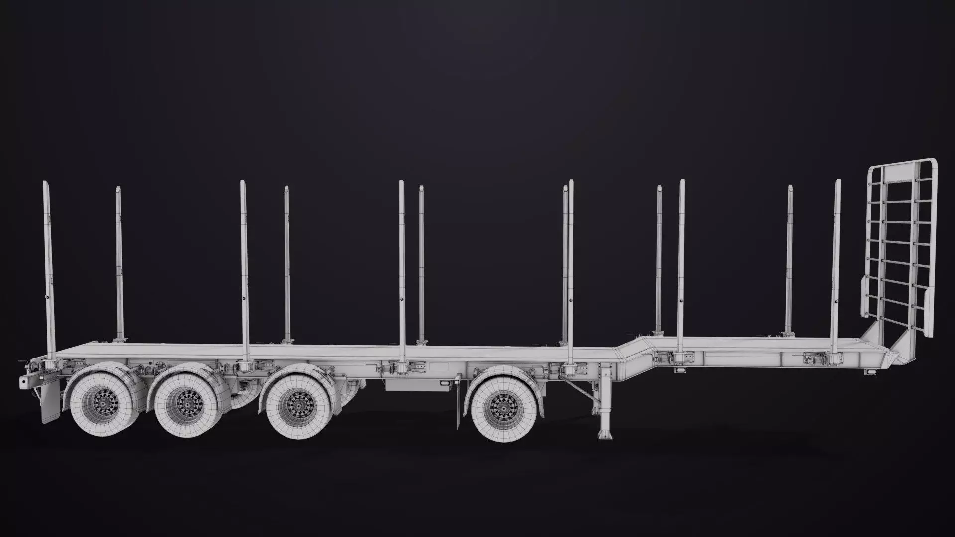 Logging Trailer 01 Black with load Single Mat All PBR Textures Low-poly 3D model_49
