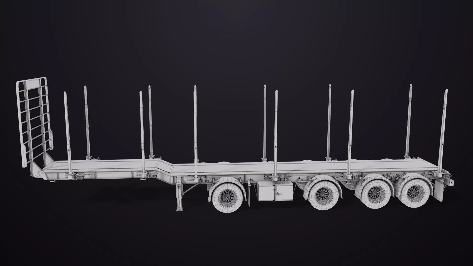 Logging Trailer 01 Black with load Single Mat All PBR Textures Low-poly 3D model_46