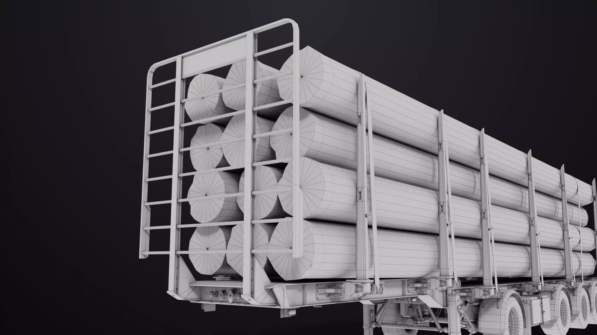 Logging Trailer 01 Black with load Single Mat All PBR Textures Low-poly 3D model_37