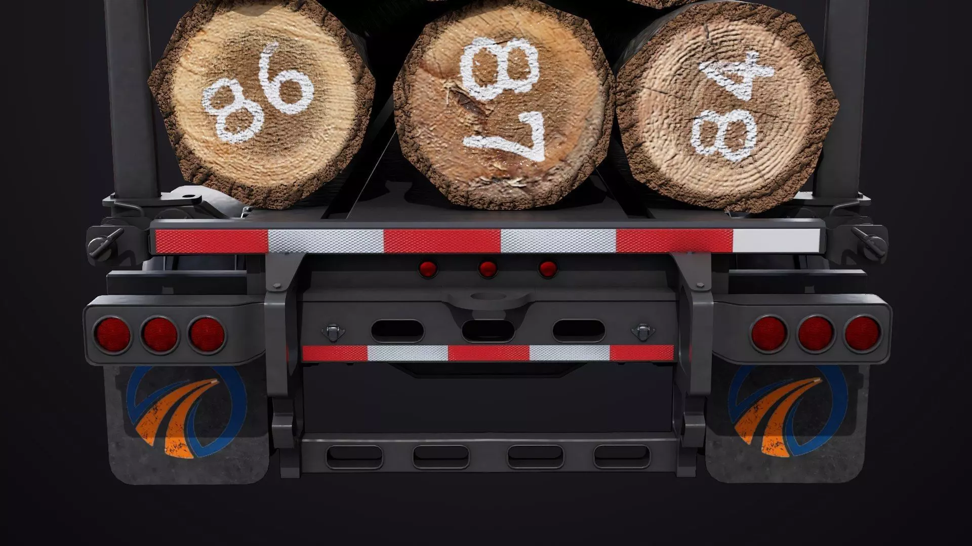 Logging Trailer 01 Black with load Single Mat All PBR Textures Low-poly 3D model_28