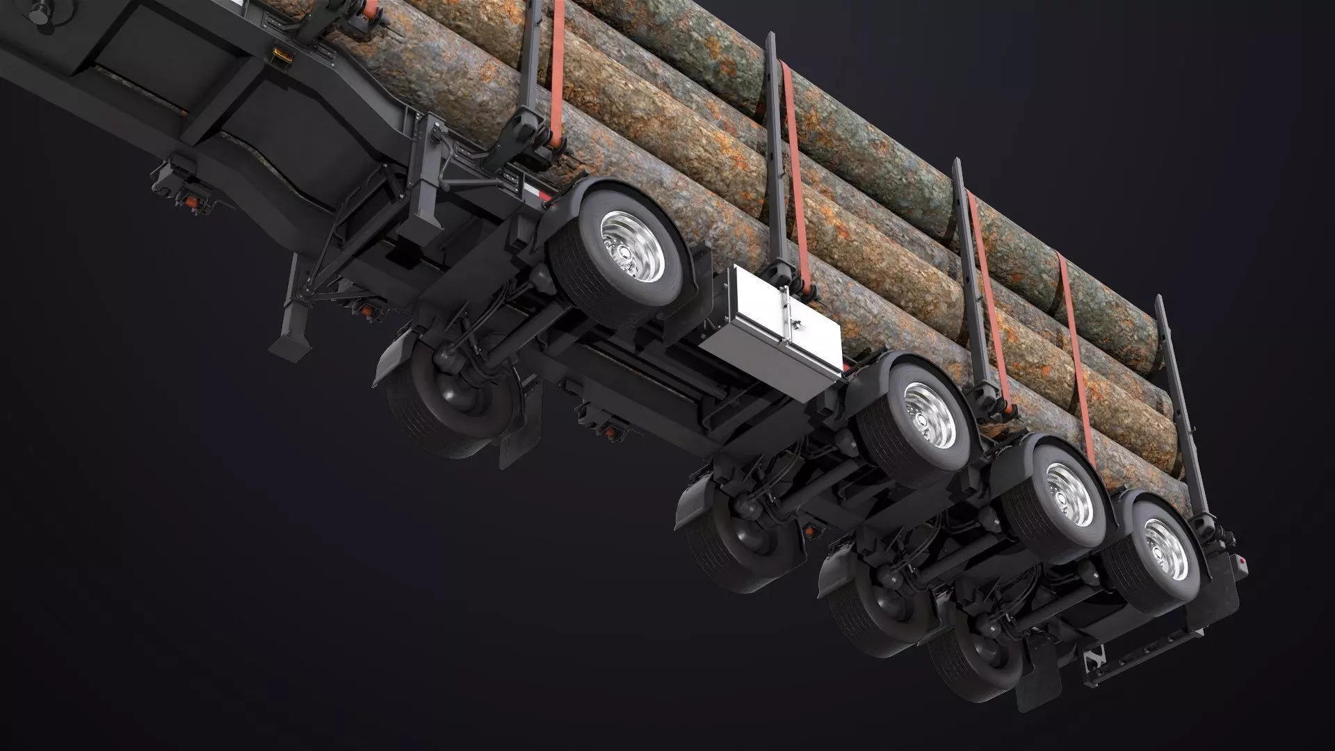 Logging Trailer 01 Black with load Single Mat All PBR Textures Low-poly 3D model_15