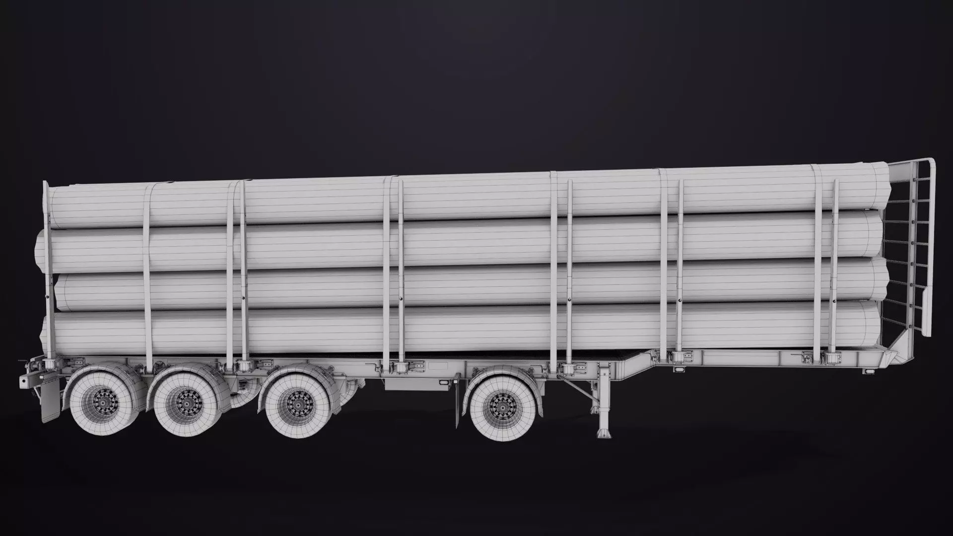 Logging Trailer 01 Black with load Single Mat All PBR Textures Low-poly 3D model_33