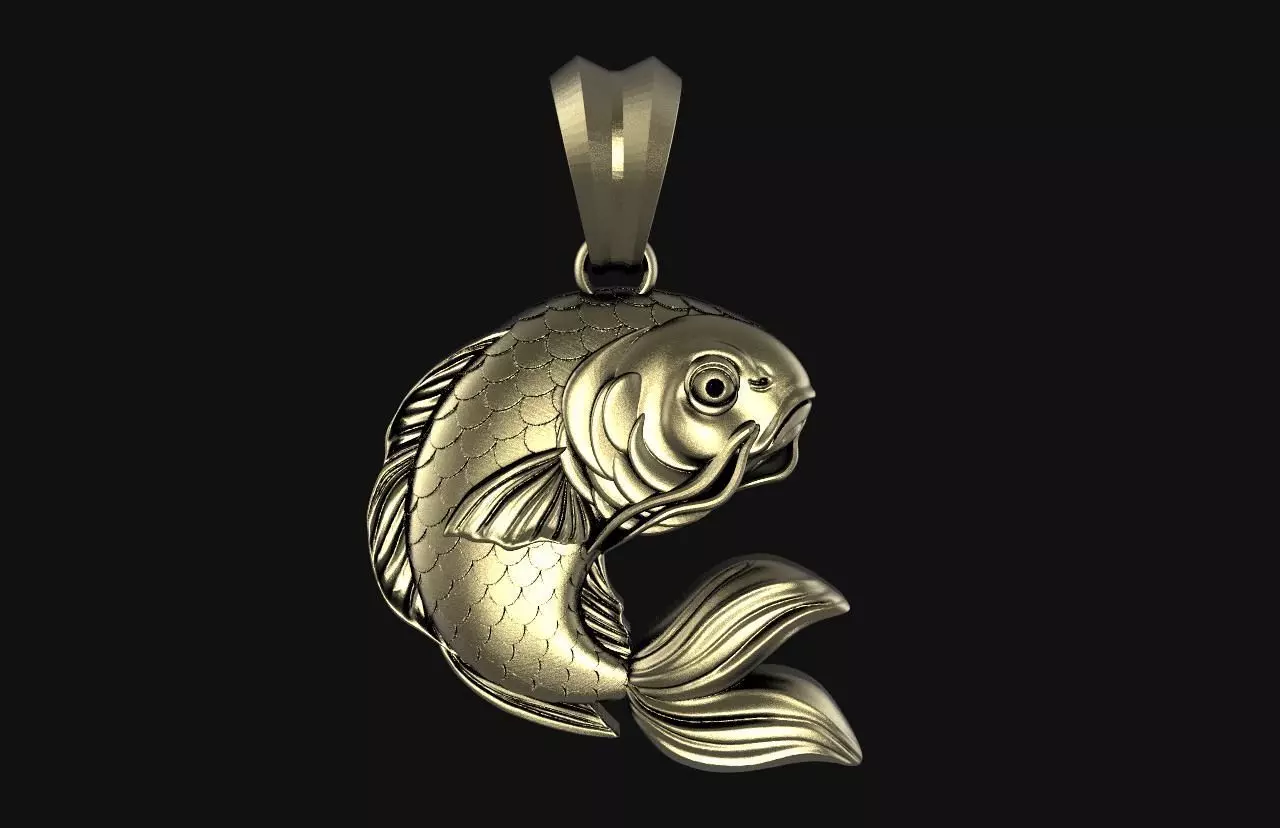 Koi fish pendant 3D print model