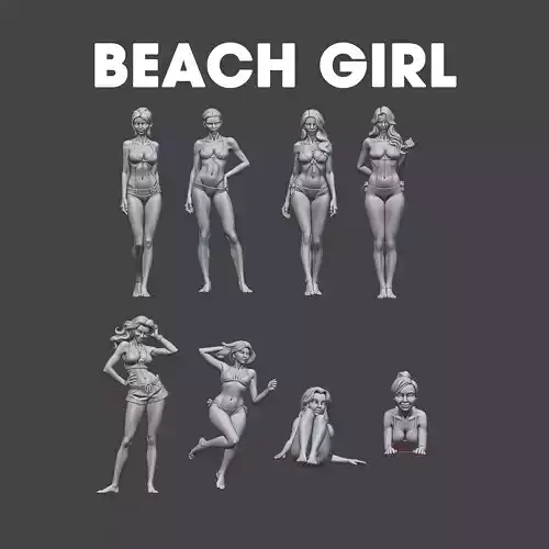 Girl on beach diorama figure