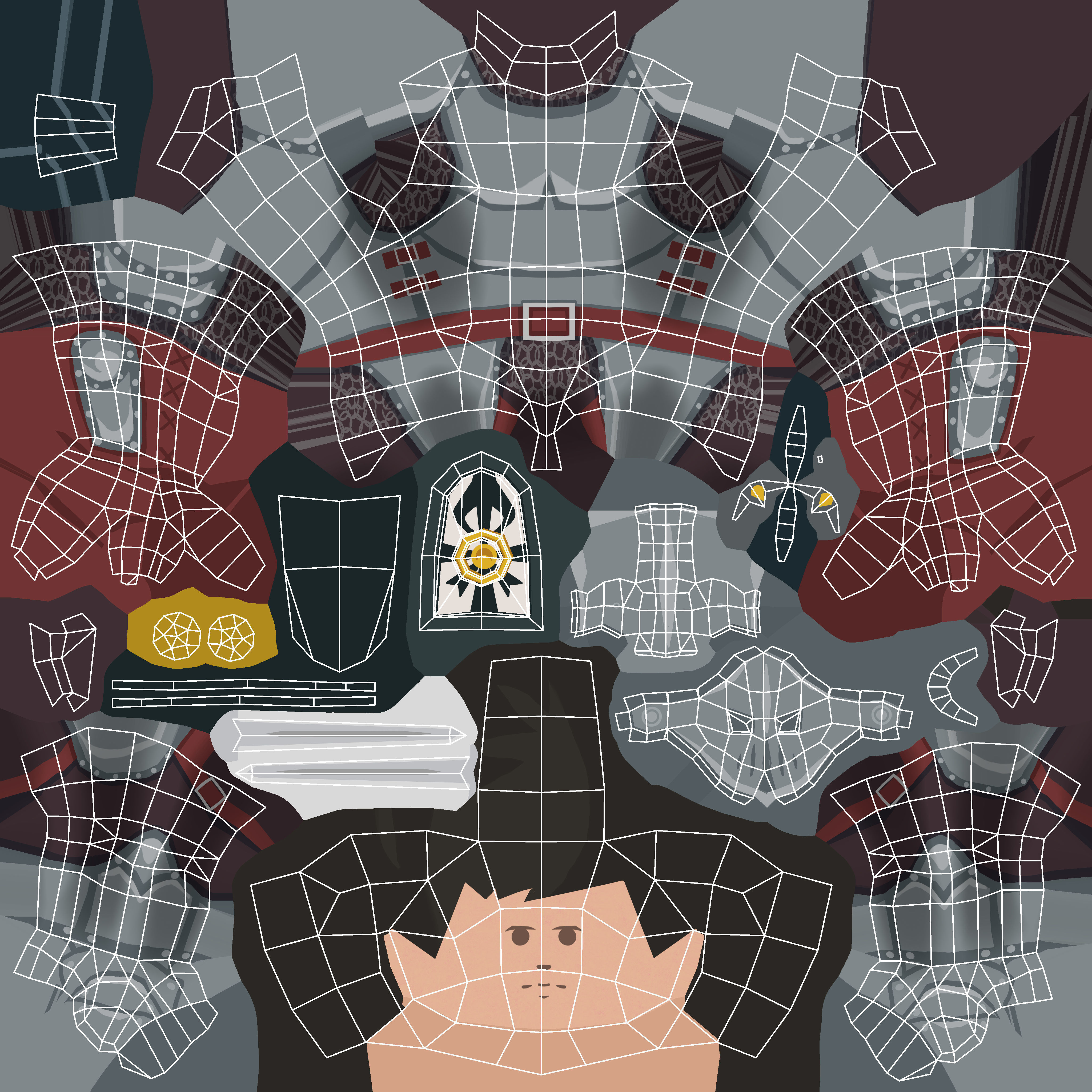 Knight in armor Low-poly 3D model_17