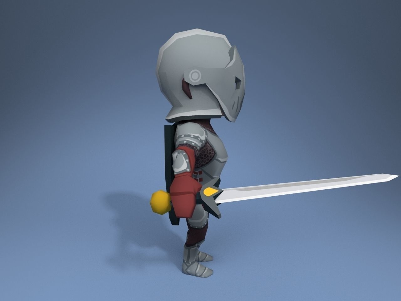 Knight in armor Low-poly 3D model_7