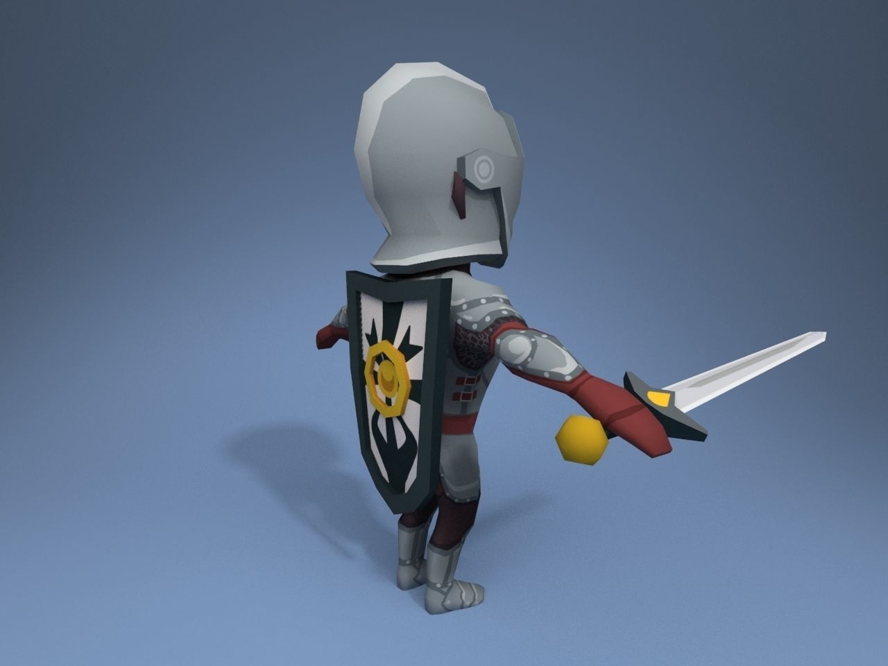 Knight in armor Low-poly 3D model_6