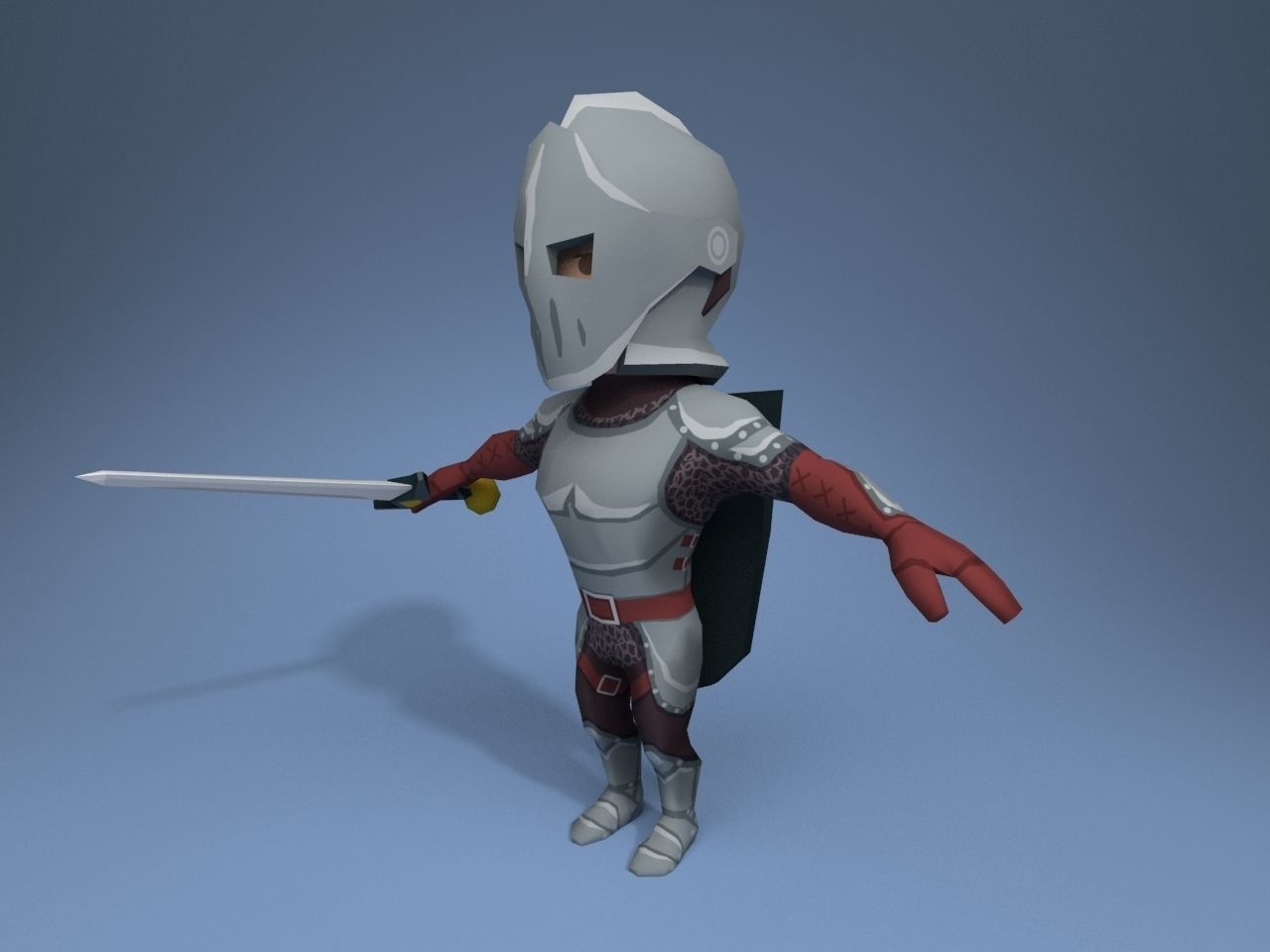 Knight in armor Low-poly 3D model_2