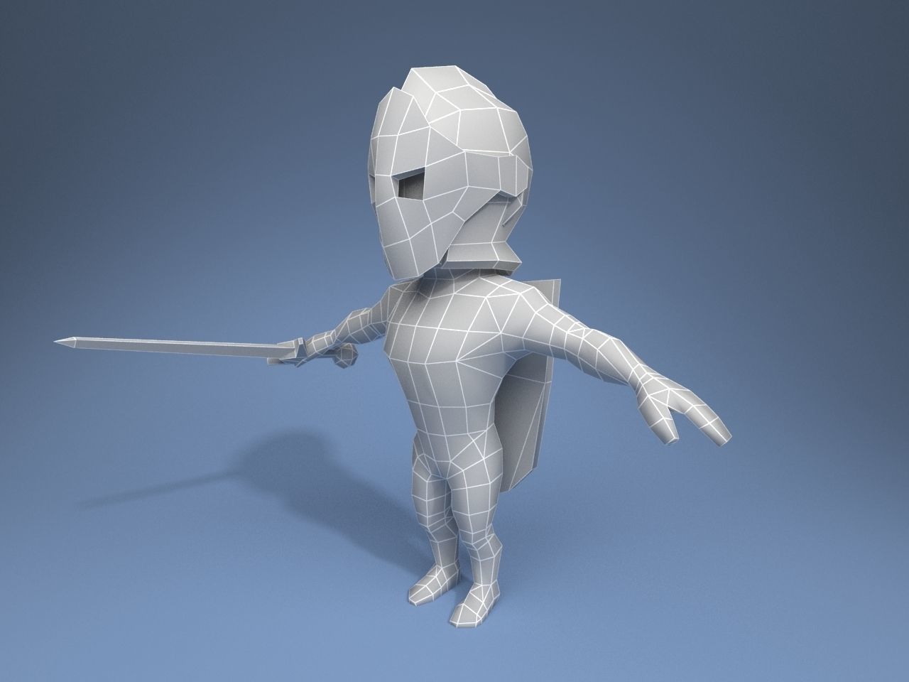 Knight in armor Low-poly 3D model_9