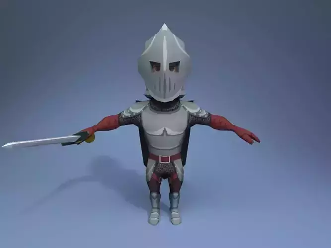 Knight in armor Low-poly 3D model