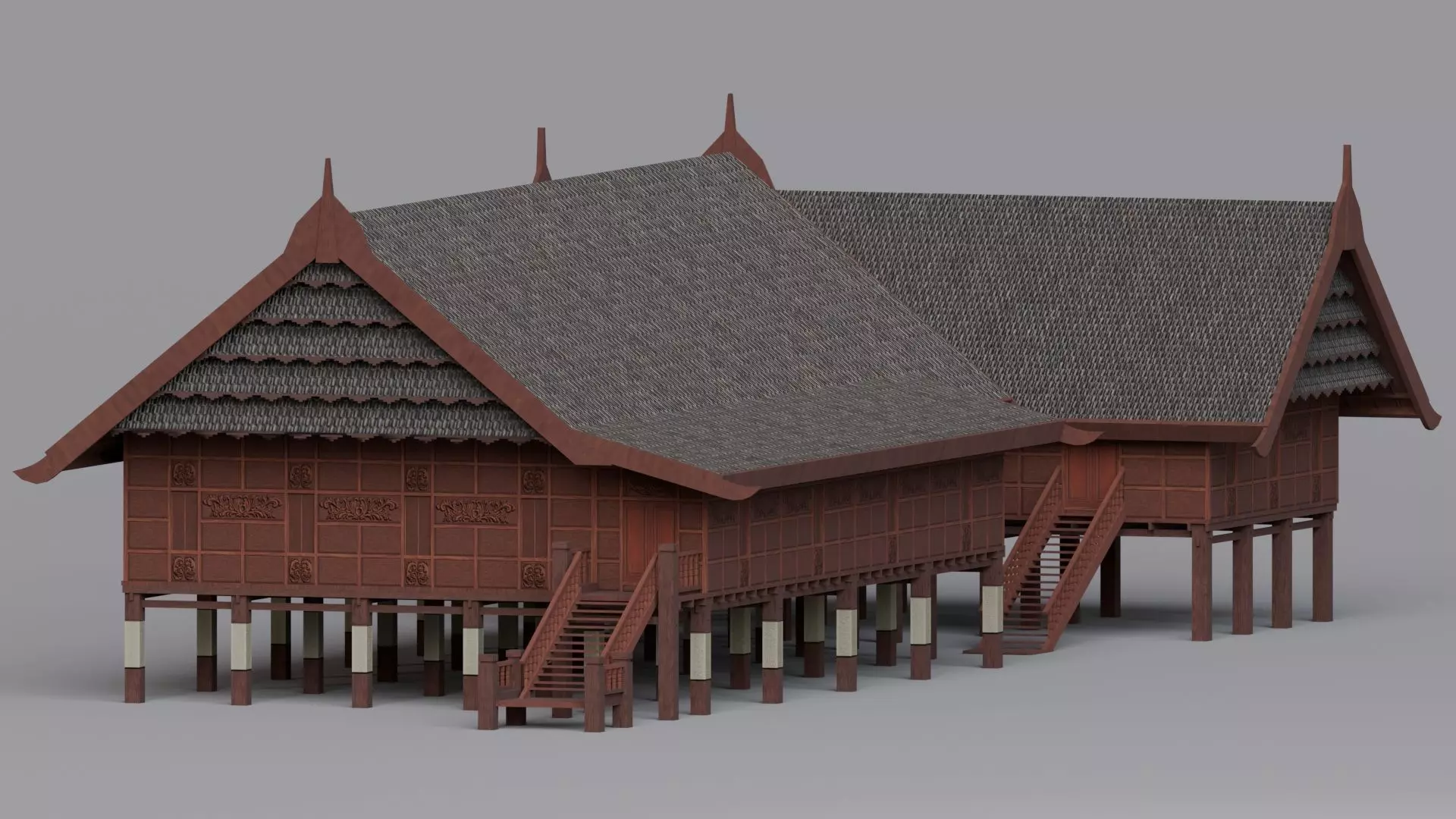Traditional Houses - Rumah Boyang Low-poly 3D model