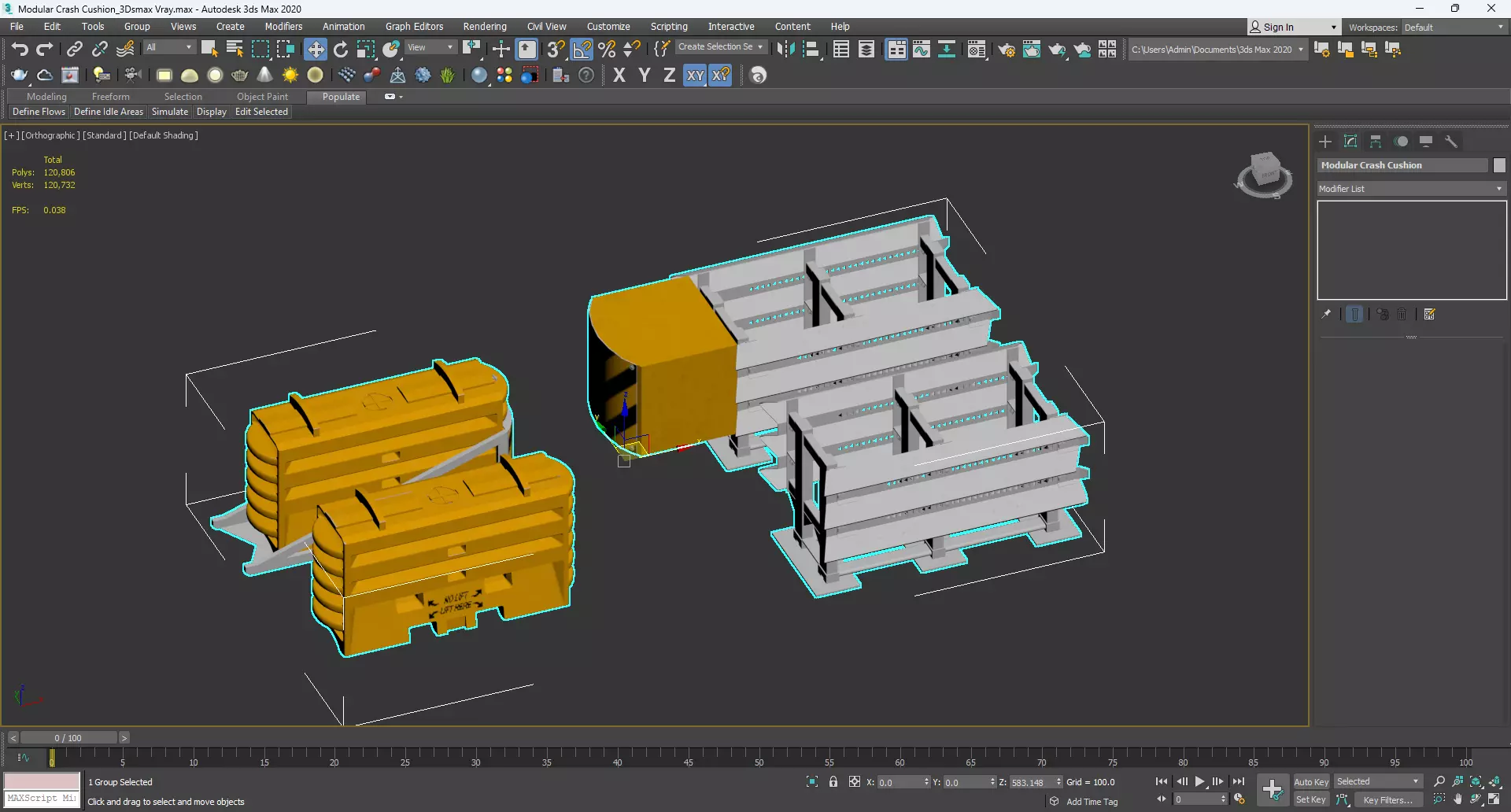 Modular Crash Cushion 3D model_10