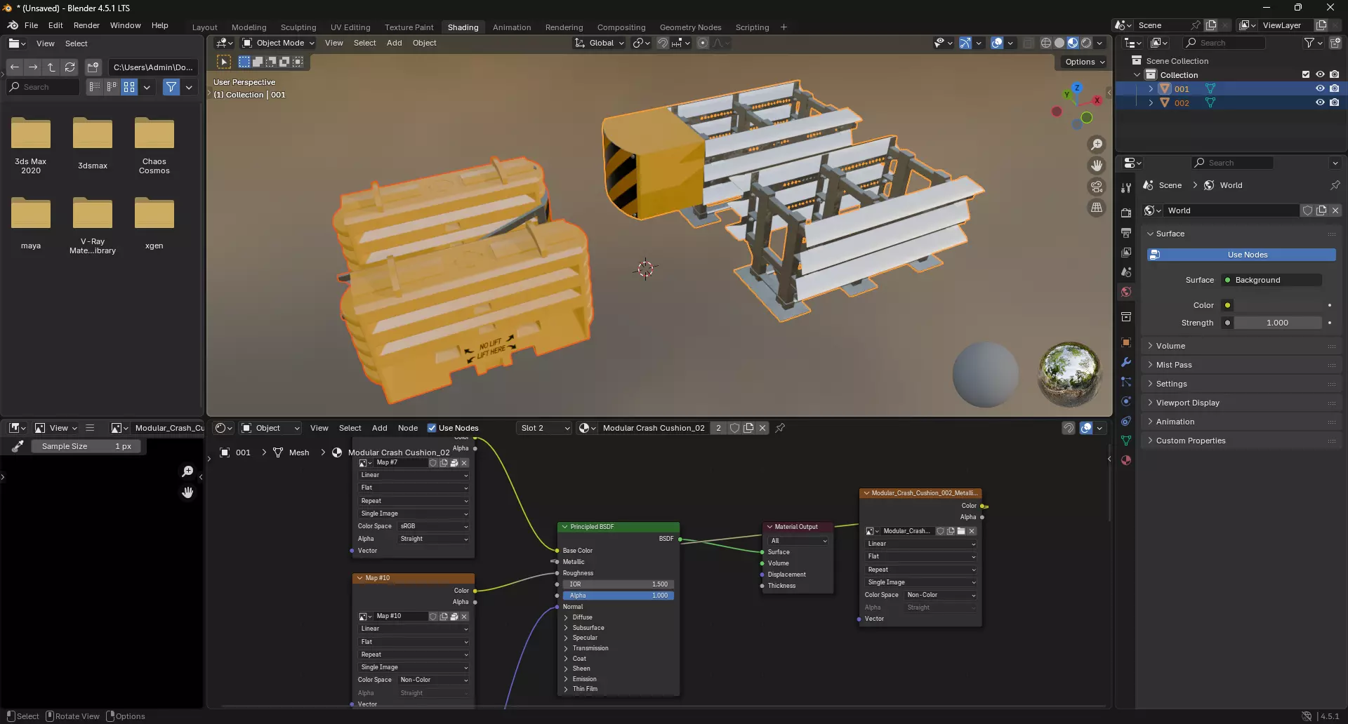 Modular Crash Cushion 3D model_11