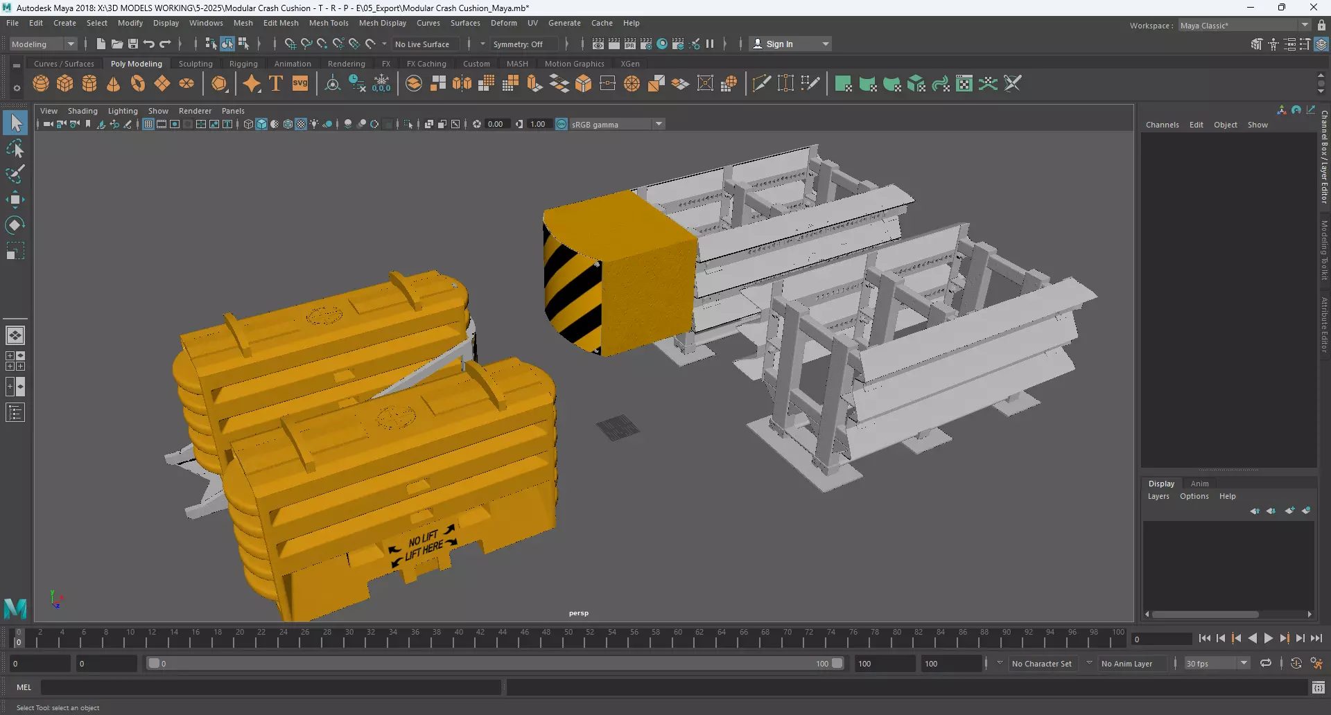 Modular Crash Cushion 3D model_13