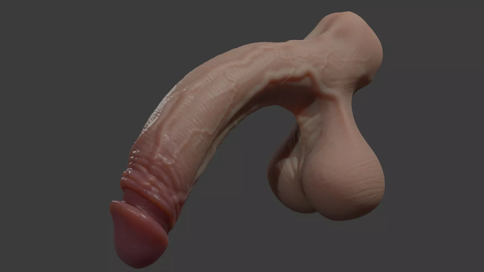 Stylized Penis and Balls Rigged Lowpoly and Highpoly Low-poly 3D model_3