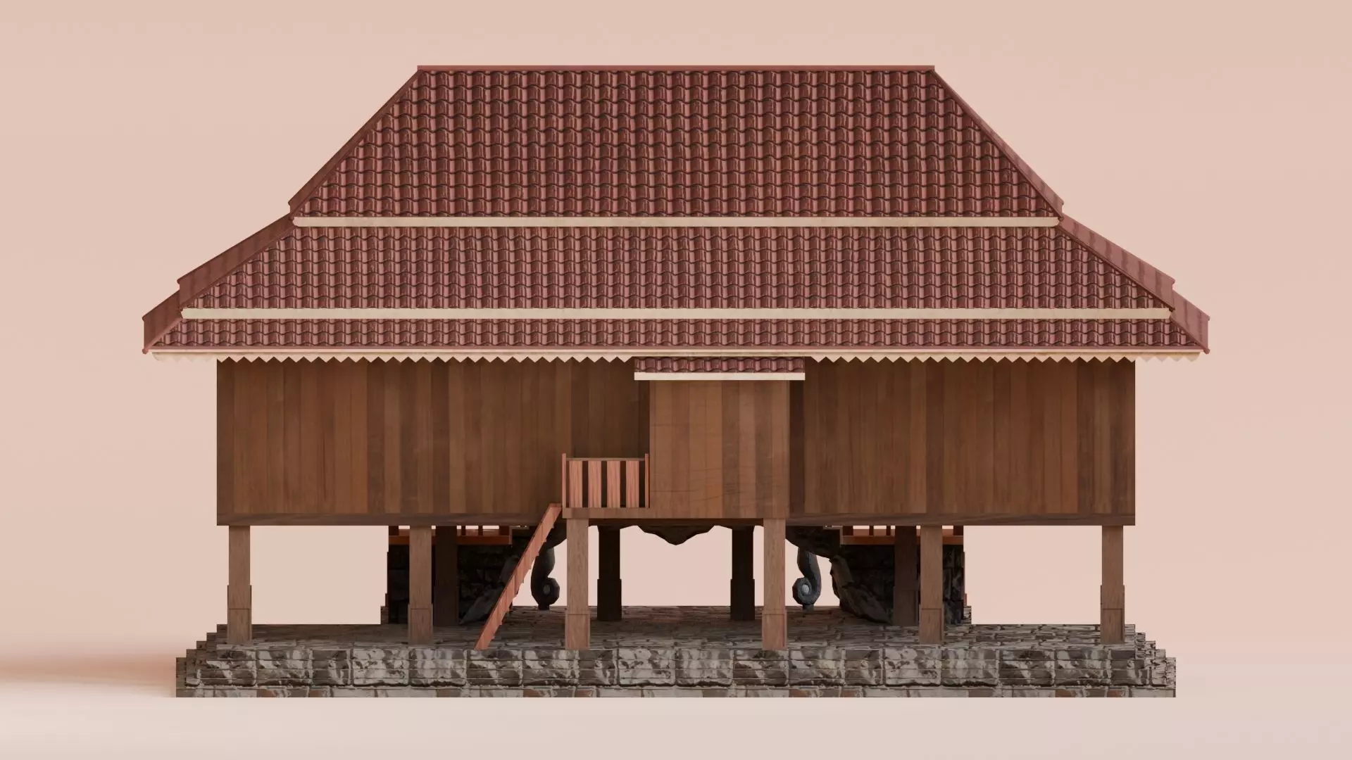 Traditional Houses - Rumah Bubungan Lima Low-poly 3D model_7