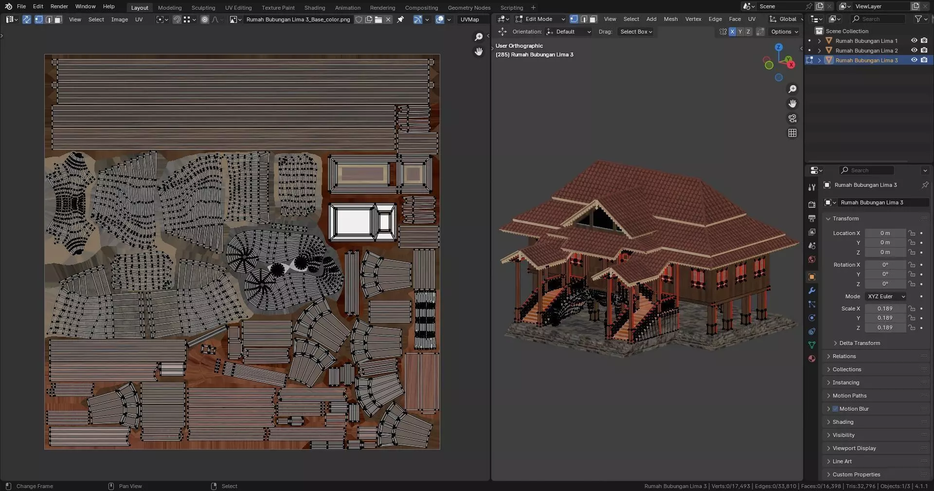 Traditional Houses - Rumah Bubungan Lima Low-poly 3D model_15