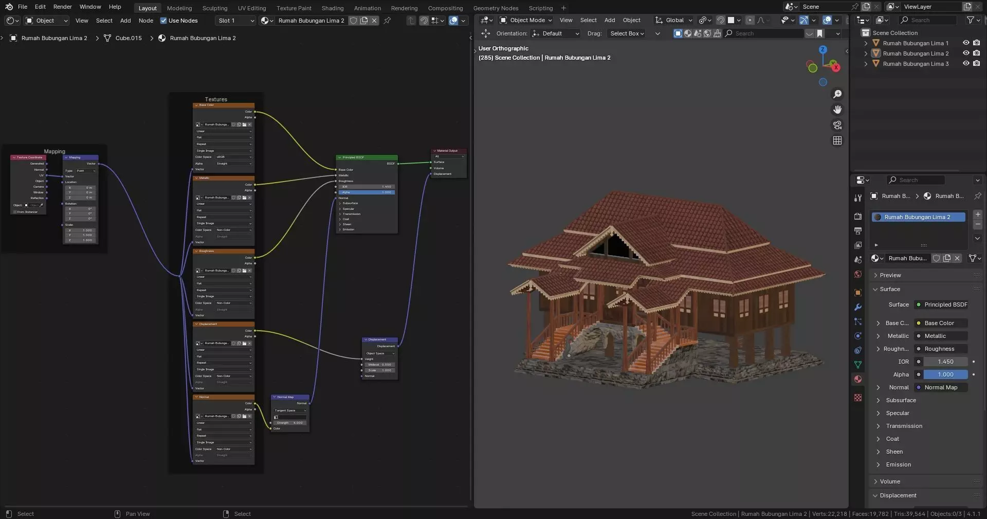 Traditional Houses - Rumah Bubungan Lima Low-poly 3D model_17