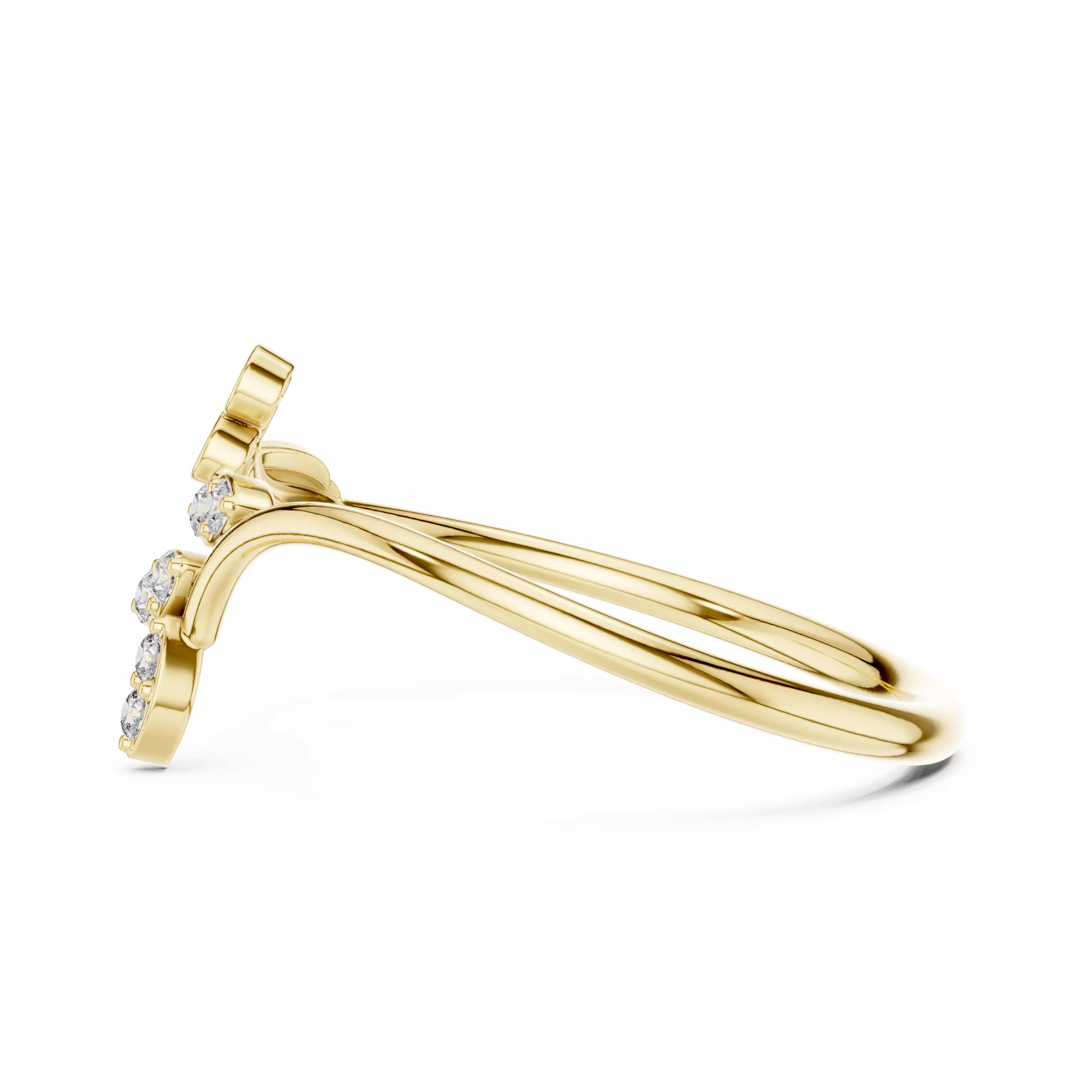 Bezel Set Round Cut Diamond Bypass Wedding Ring 3DM STL Video 3D print model_8