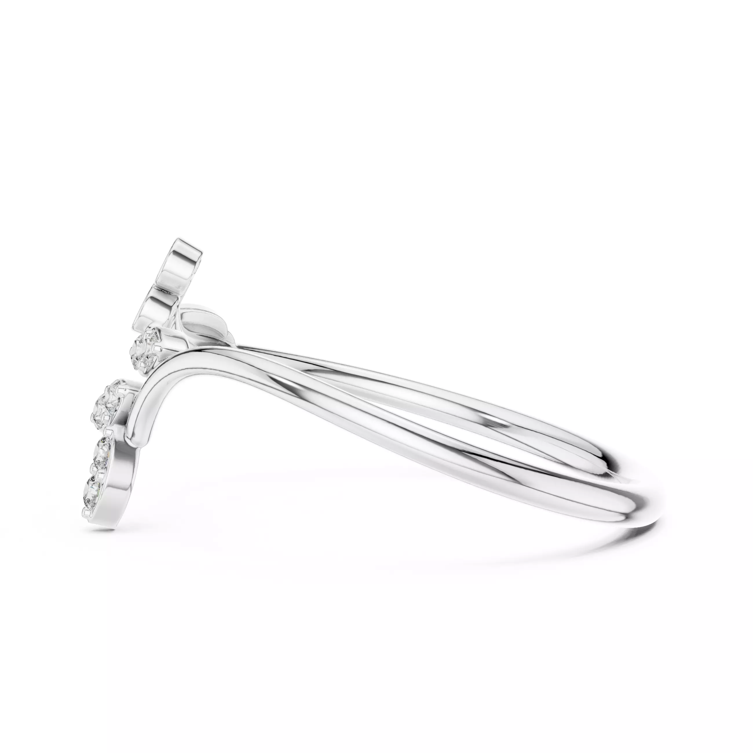 Bezel Set Round Cut Diamond Bypass Wedding Ring 3DM STL Video 3D print model_11