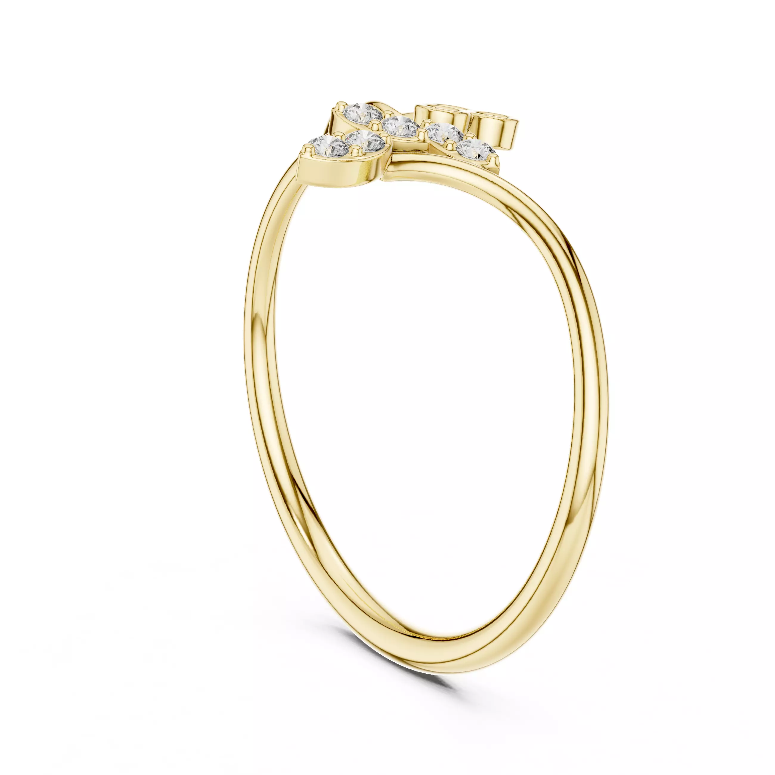 Bezel Set Round Cut Diamond Bypass Wedding Ring 3DM STL Video 3D print model_6