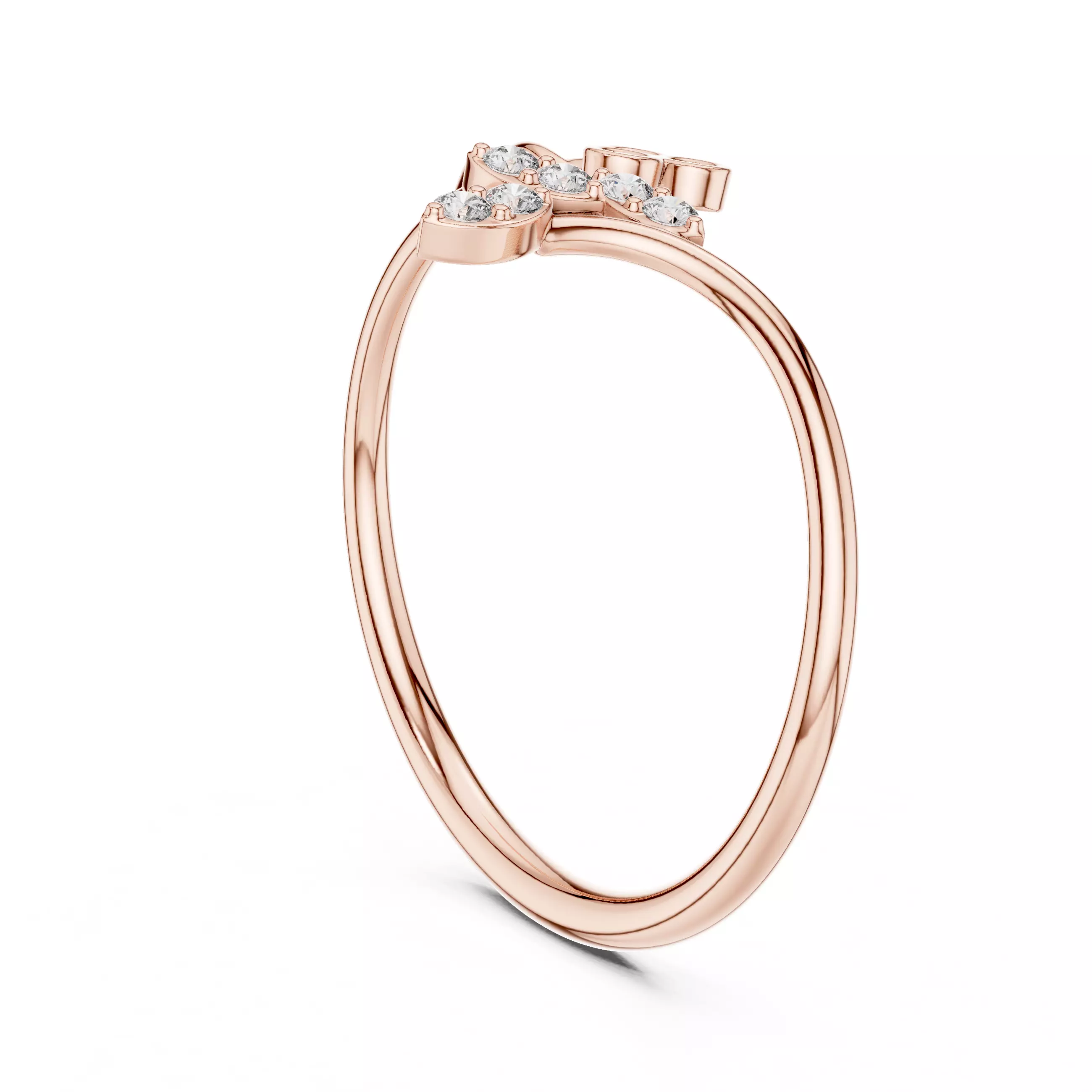 Bezel Set Round Cut Diamond Bypass Wedding Ring 3DM STL Video 3D print model_3