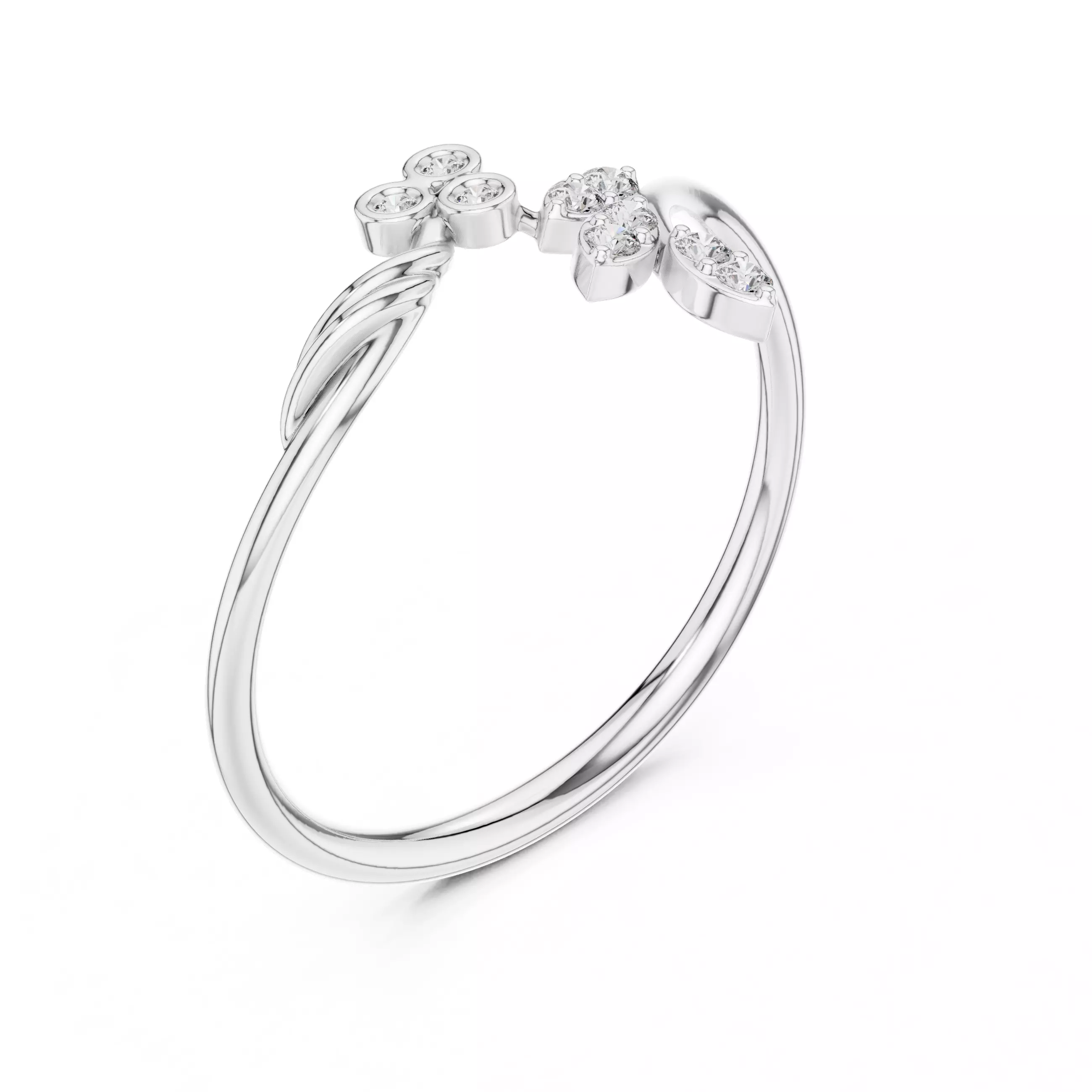 Bezel Set Round Cut Diamond Bypass Wedding Ring 3DM STL Video 3D print model_10