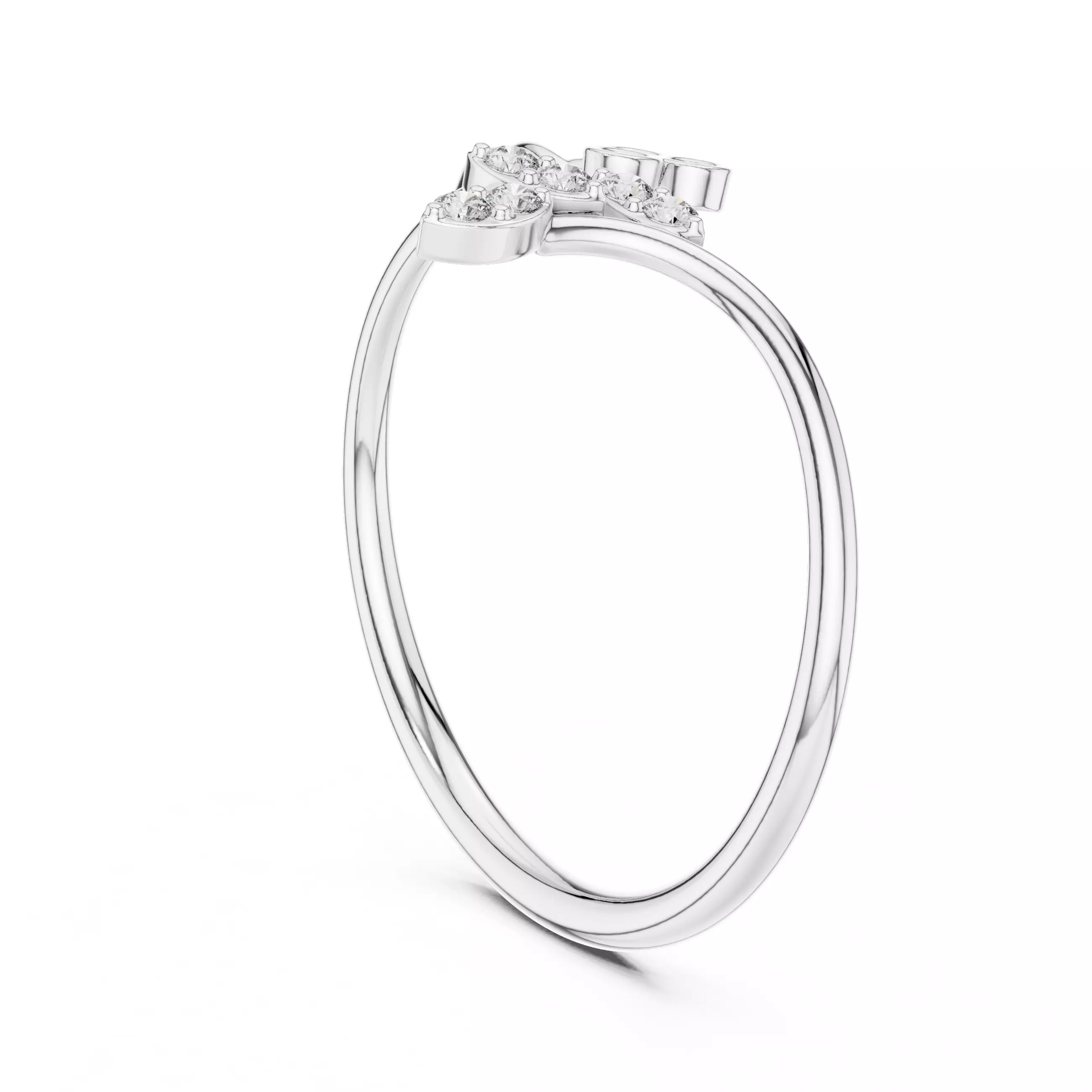 Bezel Set Round Cut Diamond Bypass Wedding Ring 3DM STL Video 3D print model_9