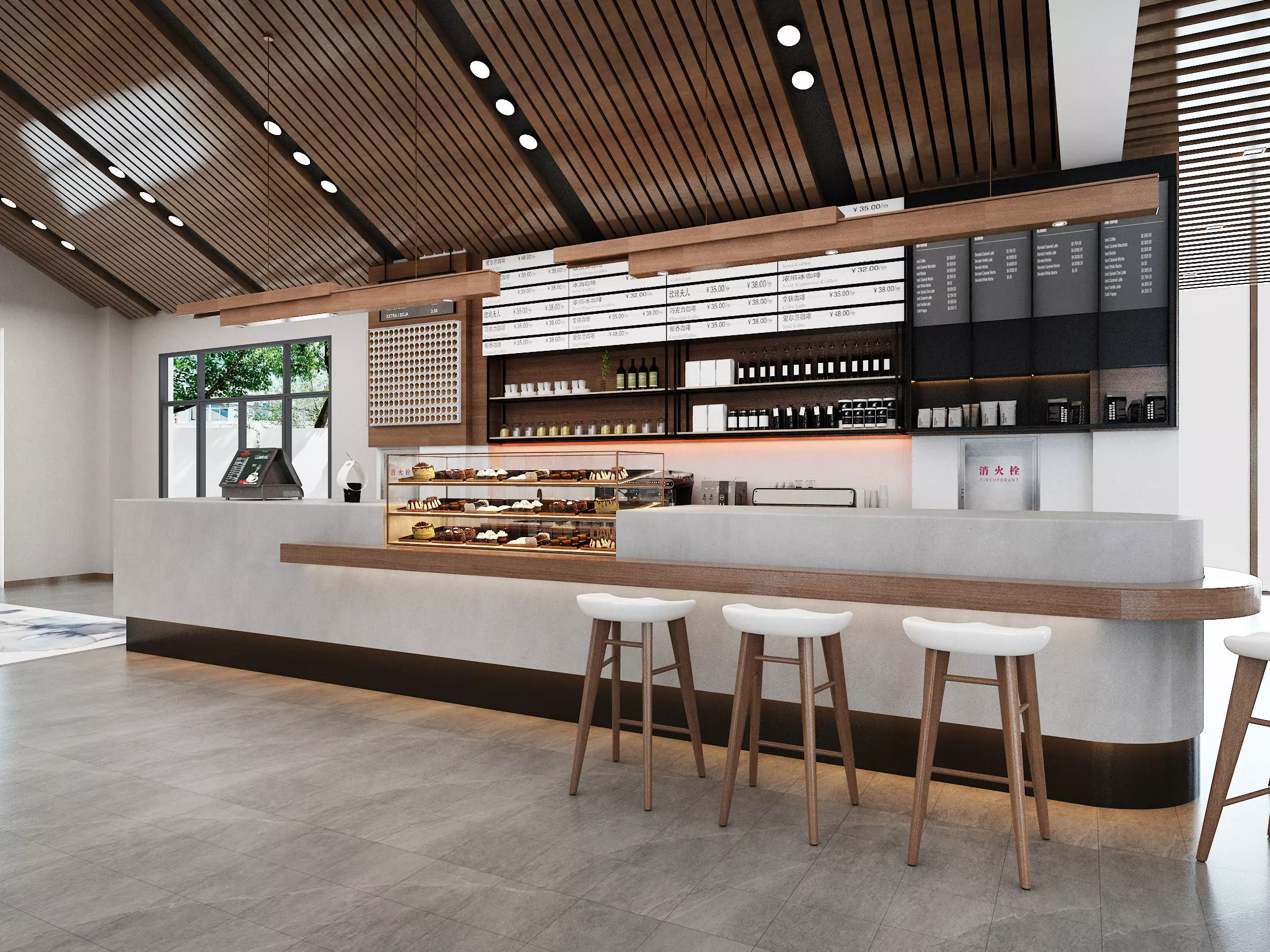 coffee shop Low-poly 3D model_1