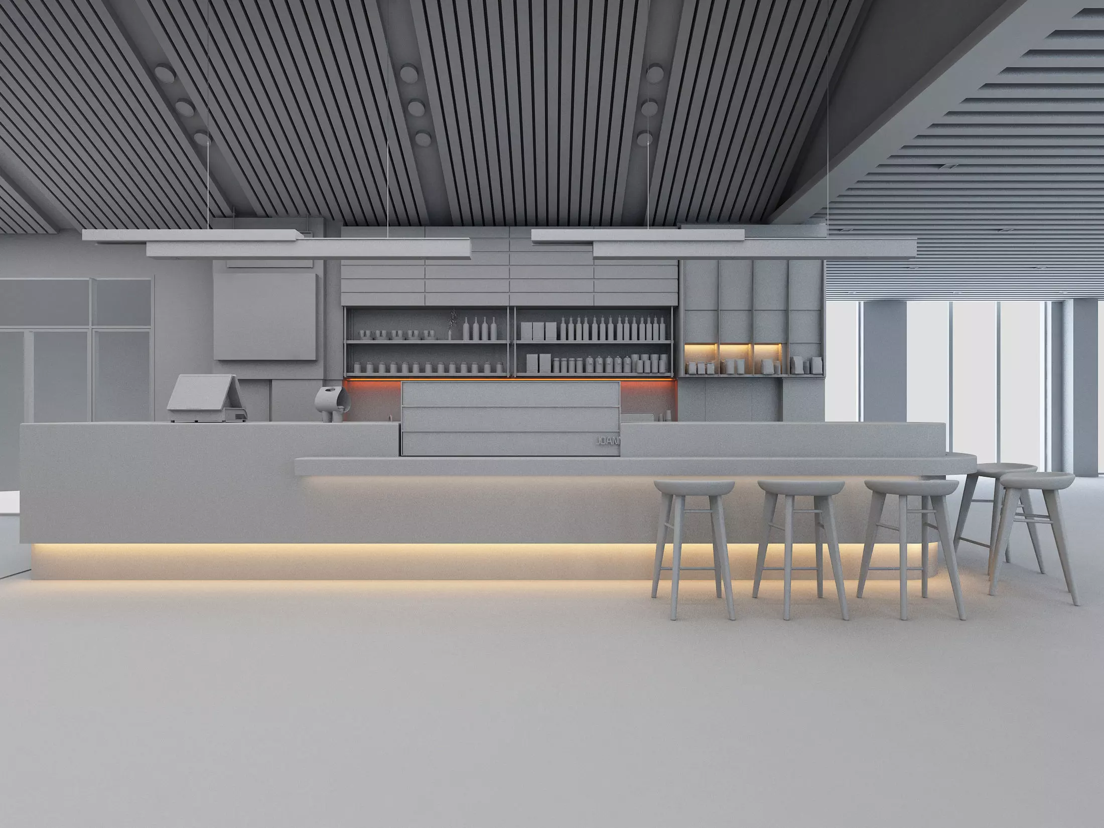 coffee shop Low-poly 3D model_5