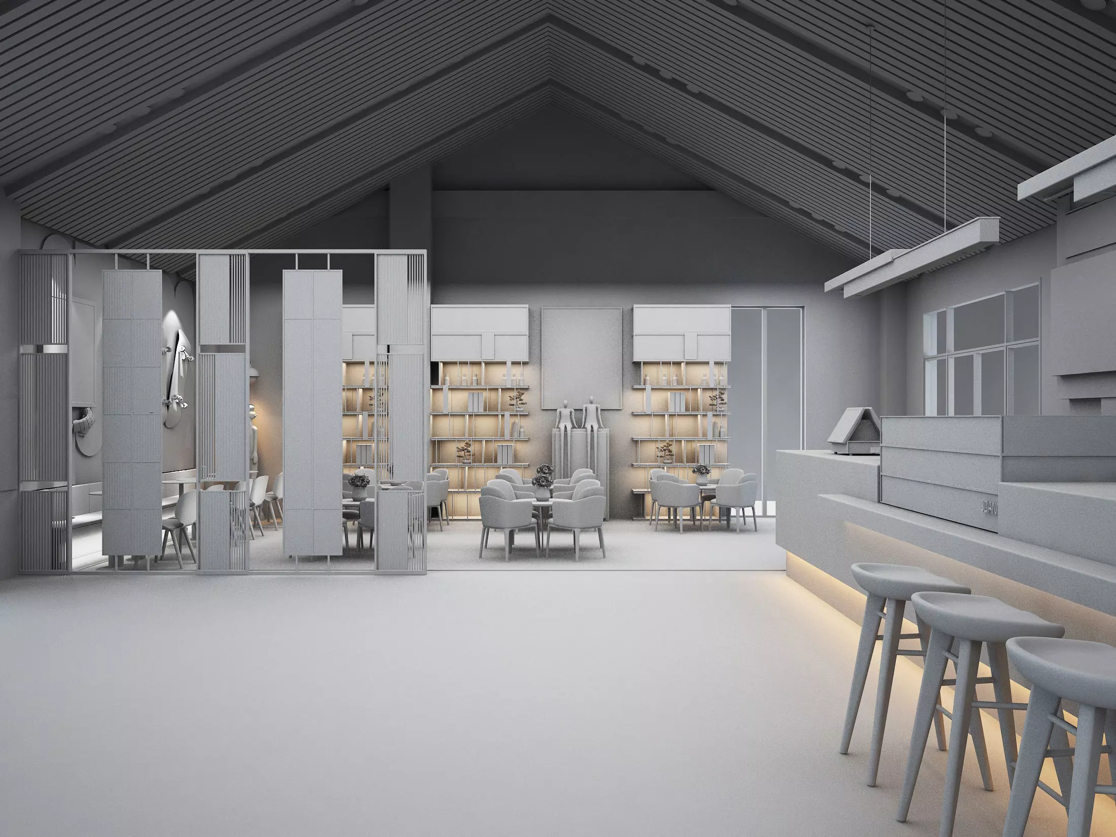 coffee shop Low-poly 3D model_6