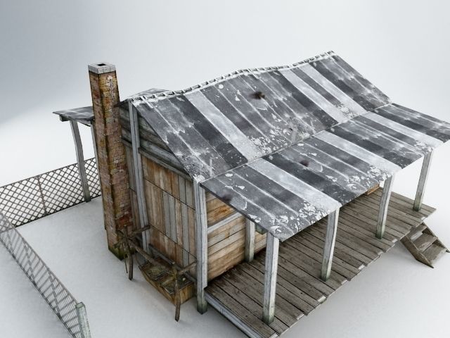 Old Village House Low-poly 3D model_5