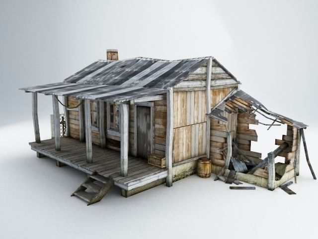 Old Village House Low-poly 3D model_0